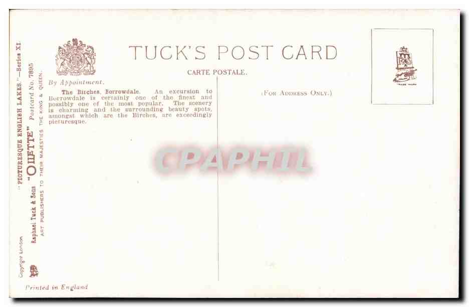 CPA Fantaisie the Birches Borrowdale — Verso
