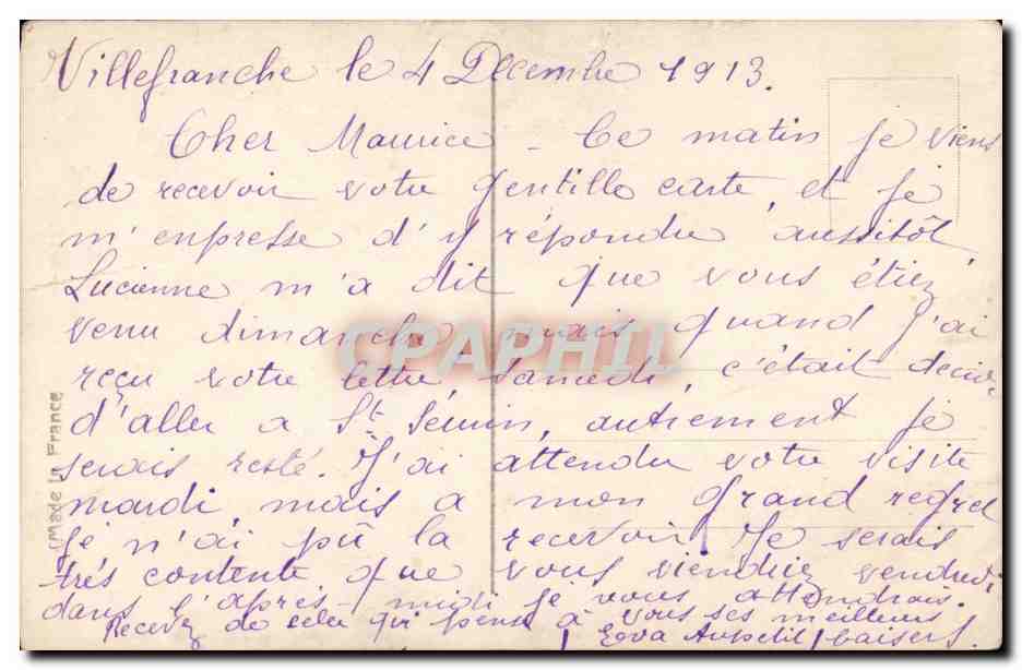 Femme lisant une lettre — scène de jardin — REX 4639 — Reverso