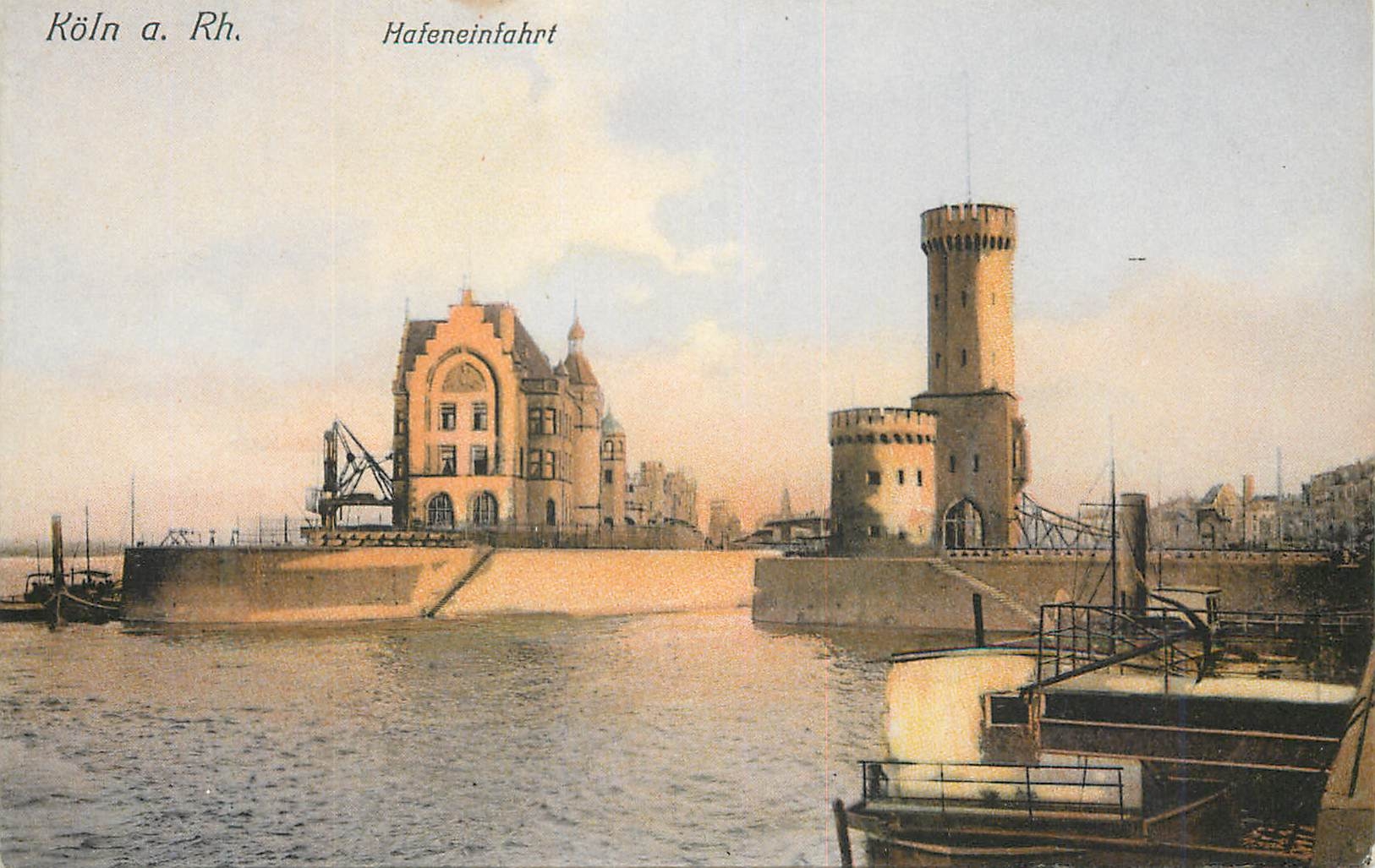 CPA Koln a Rh Hafeneinfahrt Phanomen Kunstlerkarte Bateau