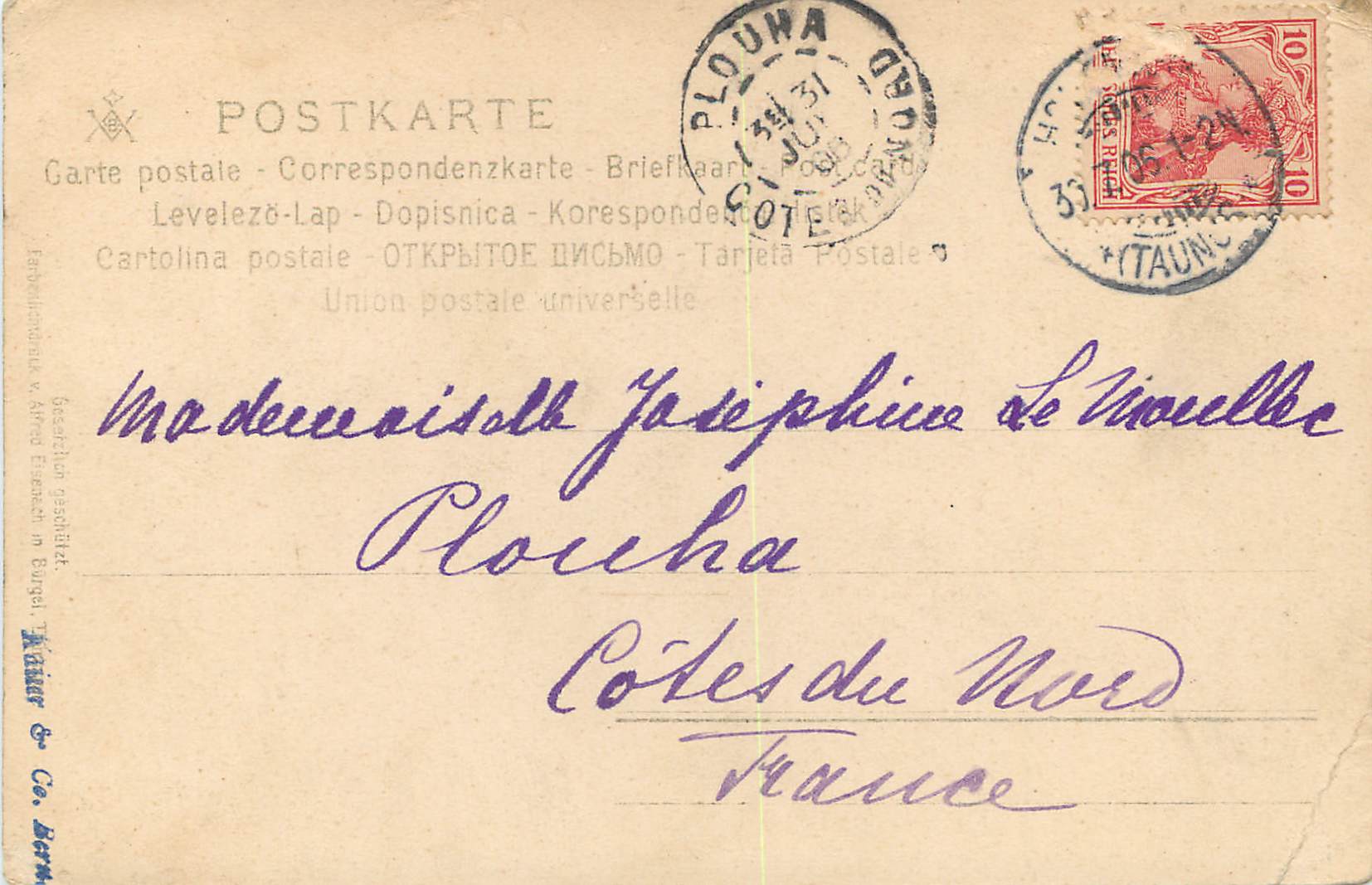 CPA Fleurs — Rückseite