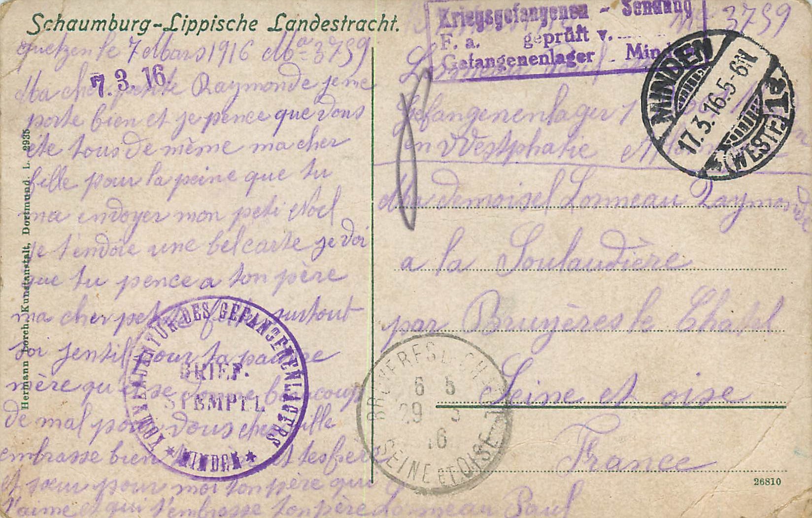 CPA Schaumburg Lippische Landestracht Folklore — Rückseite