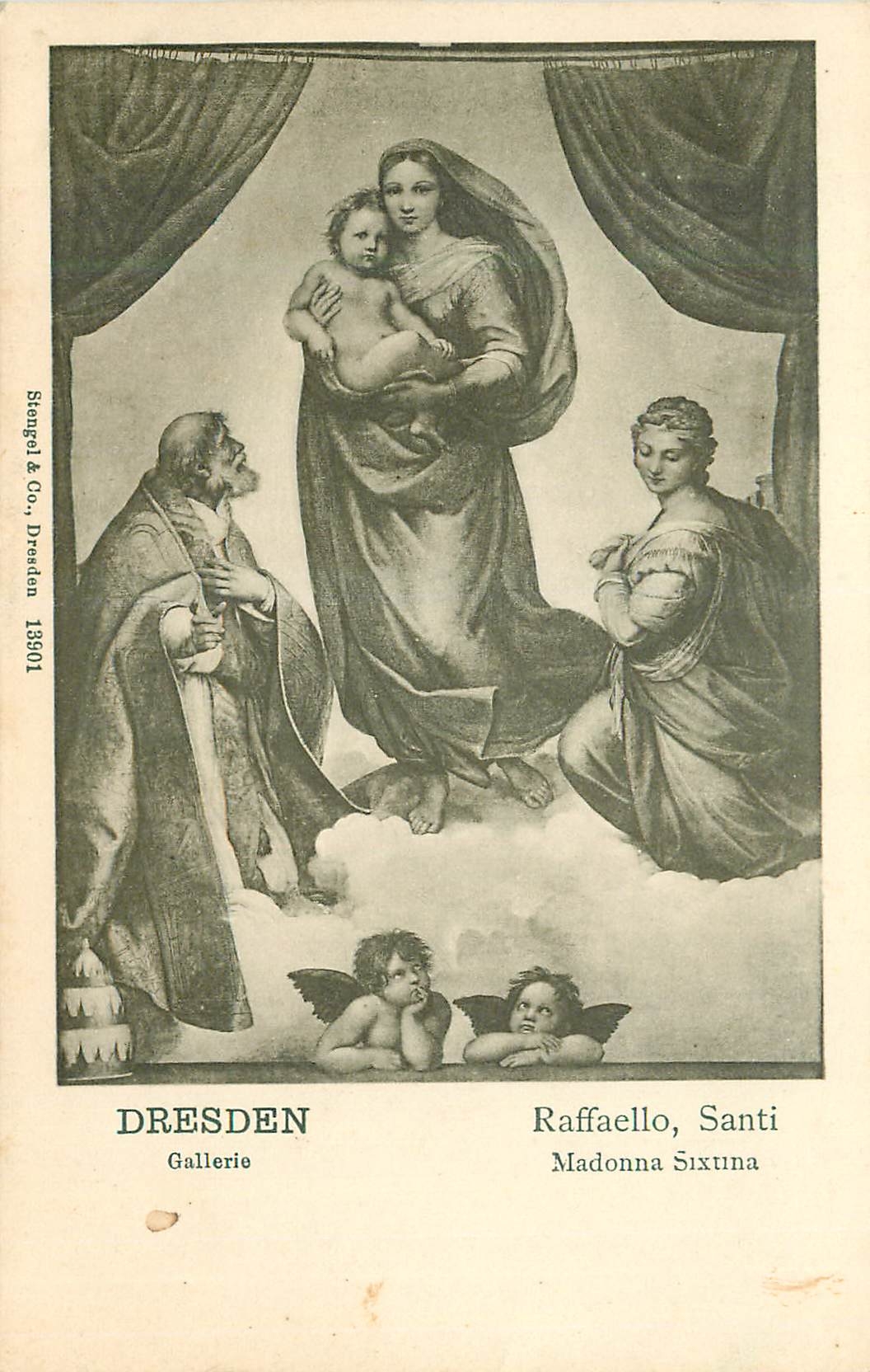 CPA Dresden Galerie Raffaello Santi Madonna Sixuna