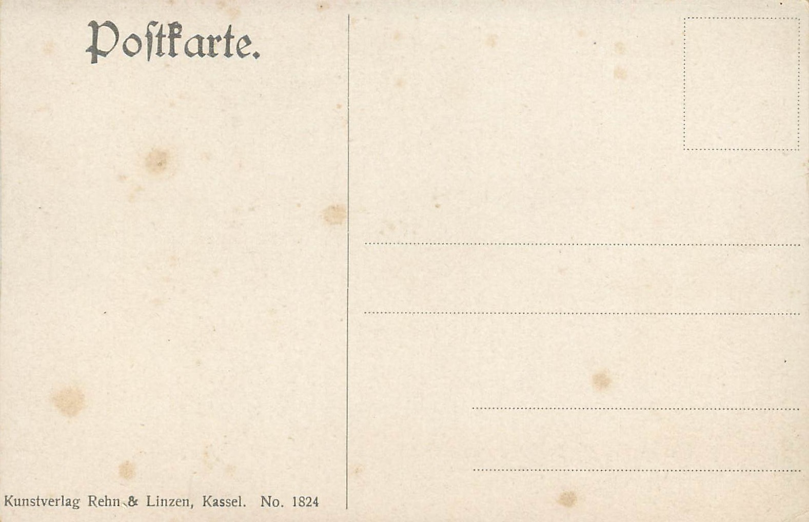 CPA Kunstverlag Rehn Linzen Kassel — Rückseite
