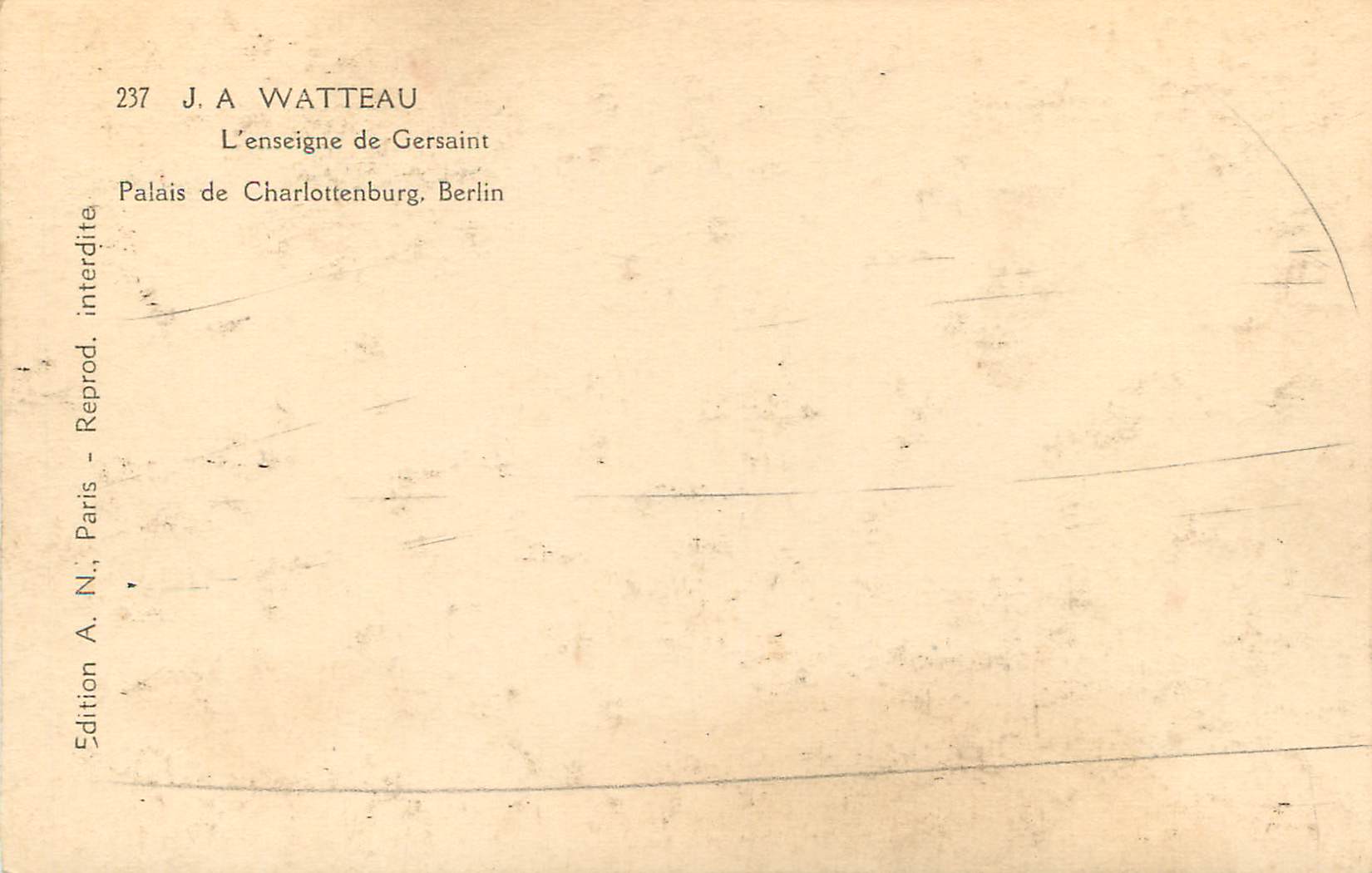 CPA J A Watteau L enseigne de Gersaint Palais de Charlottenburg Berlin — Back
