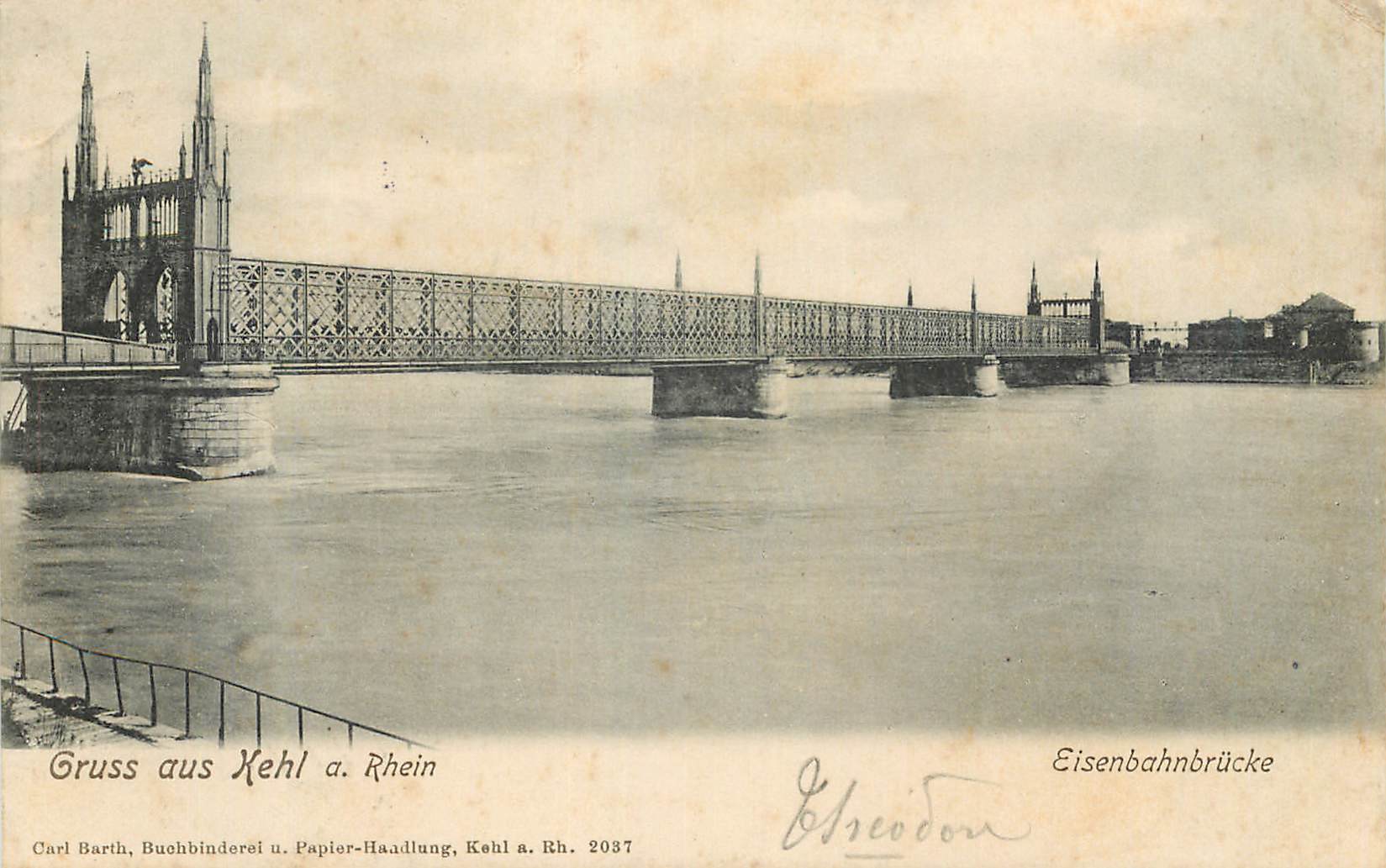 CPA Gruss aus Kehl a Rhein Eisenbahnbrucke