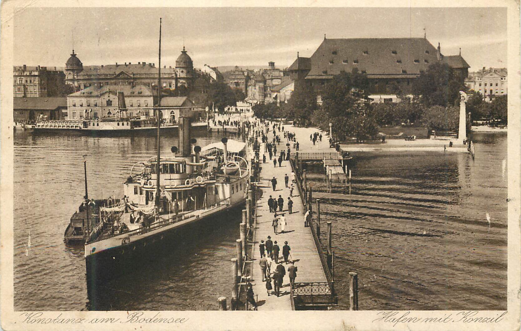 CPA Konstanz am Bodensee Hafen mit Konail Bateau
