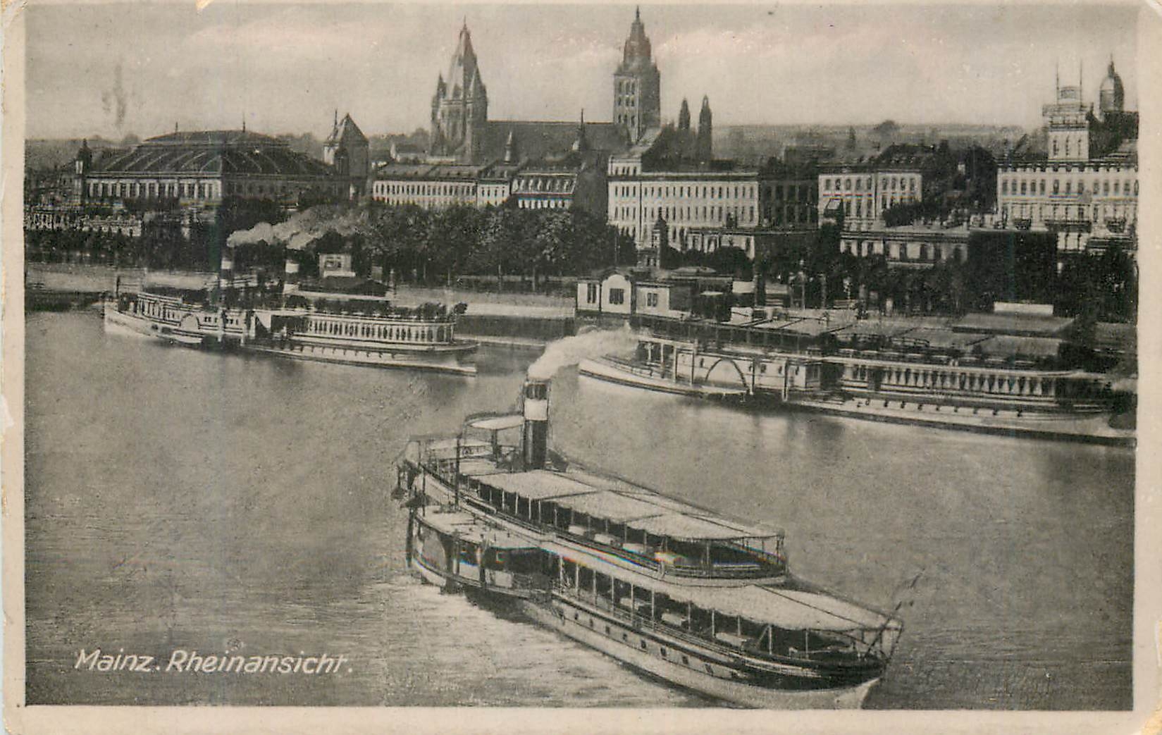 CPA Mainz Rheinansicht Bateaux