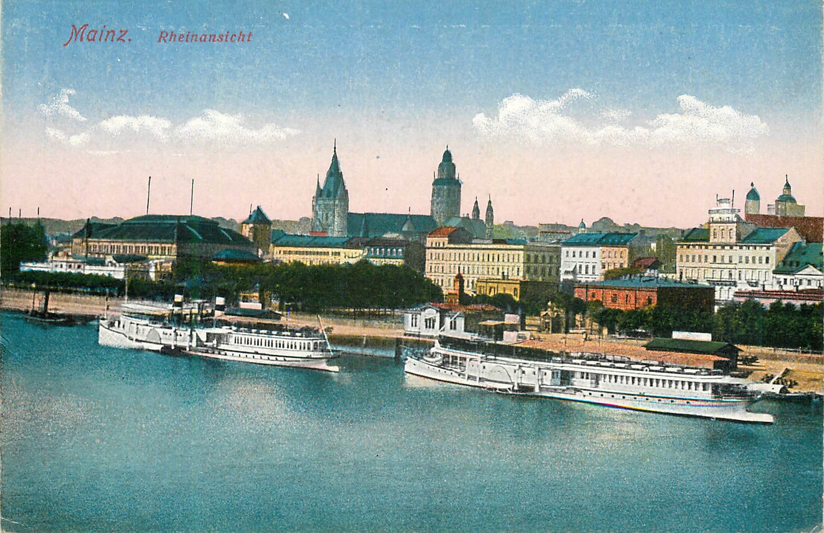 CPA Mainz Rheinansicht Bateaux