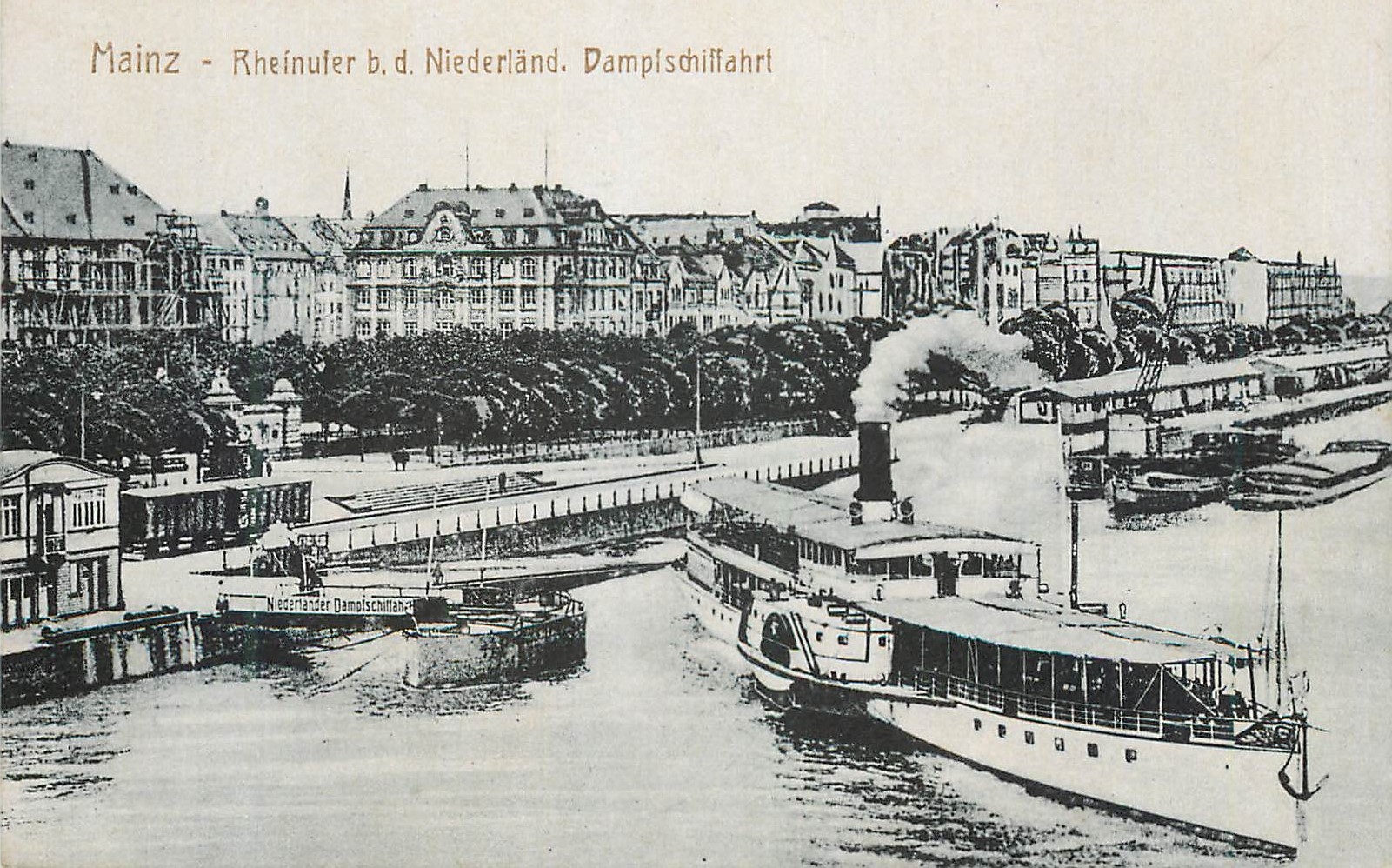 Mainz - Rhine Bank near the Netherlands - Steamship Navigation — Graph. Verlag Amtal Dresden-Bisewitz, No. 1180