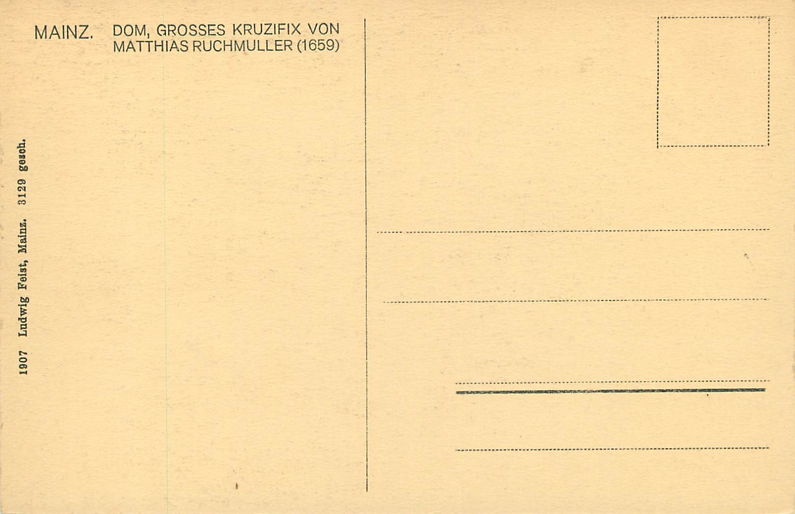 CPA Mainz Dom Grosses Kruzifix von Matthias Ruchmuller — Rückseite