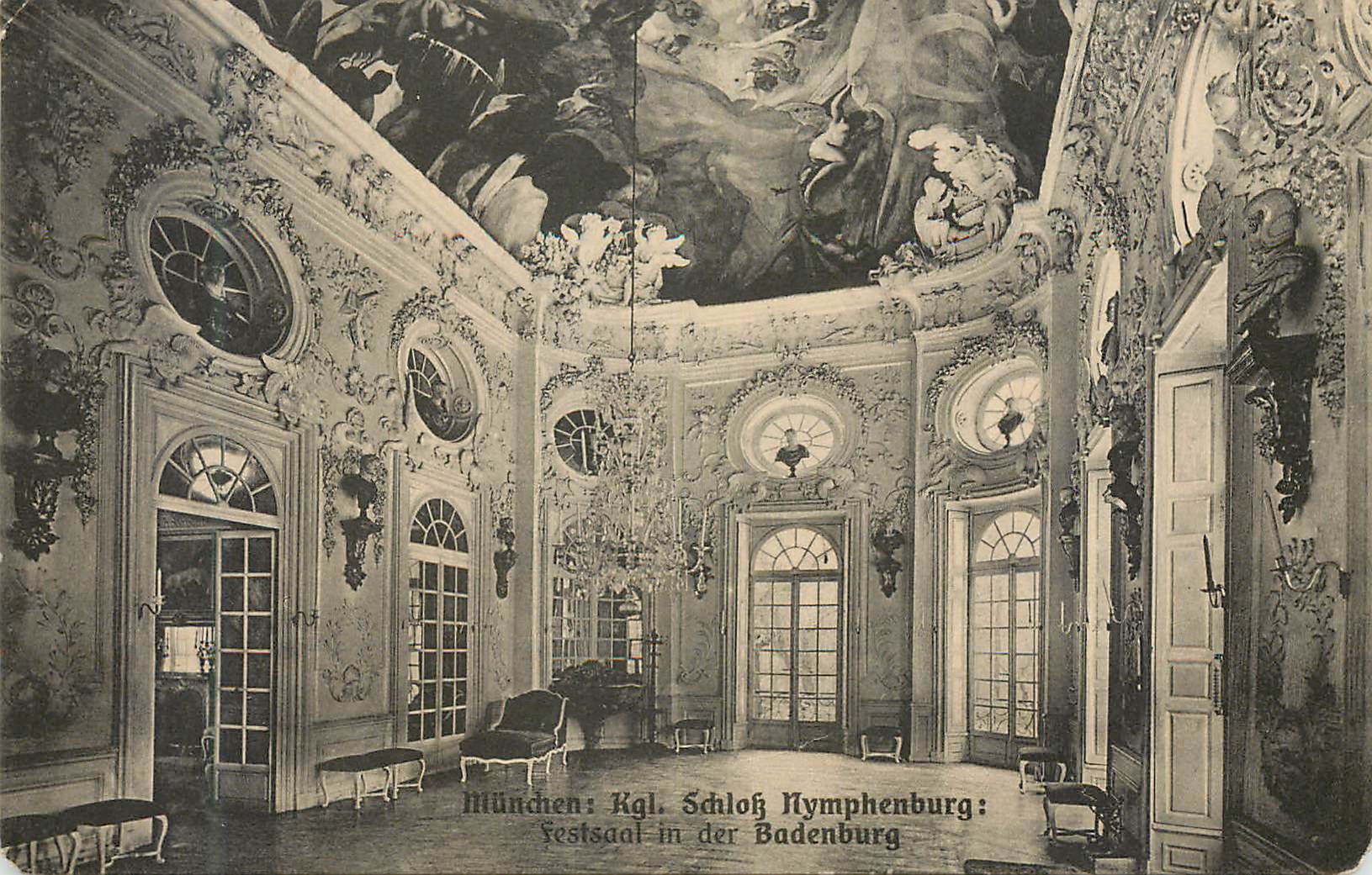 CPA Munchen Kgl Schloss Nymphenburg Festsaal in der  Badenburg