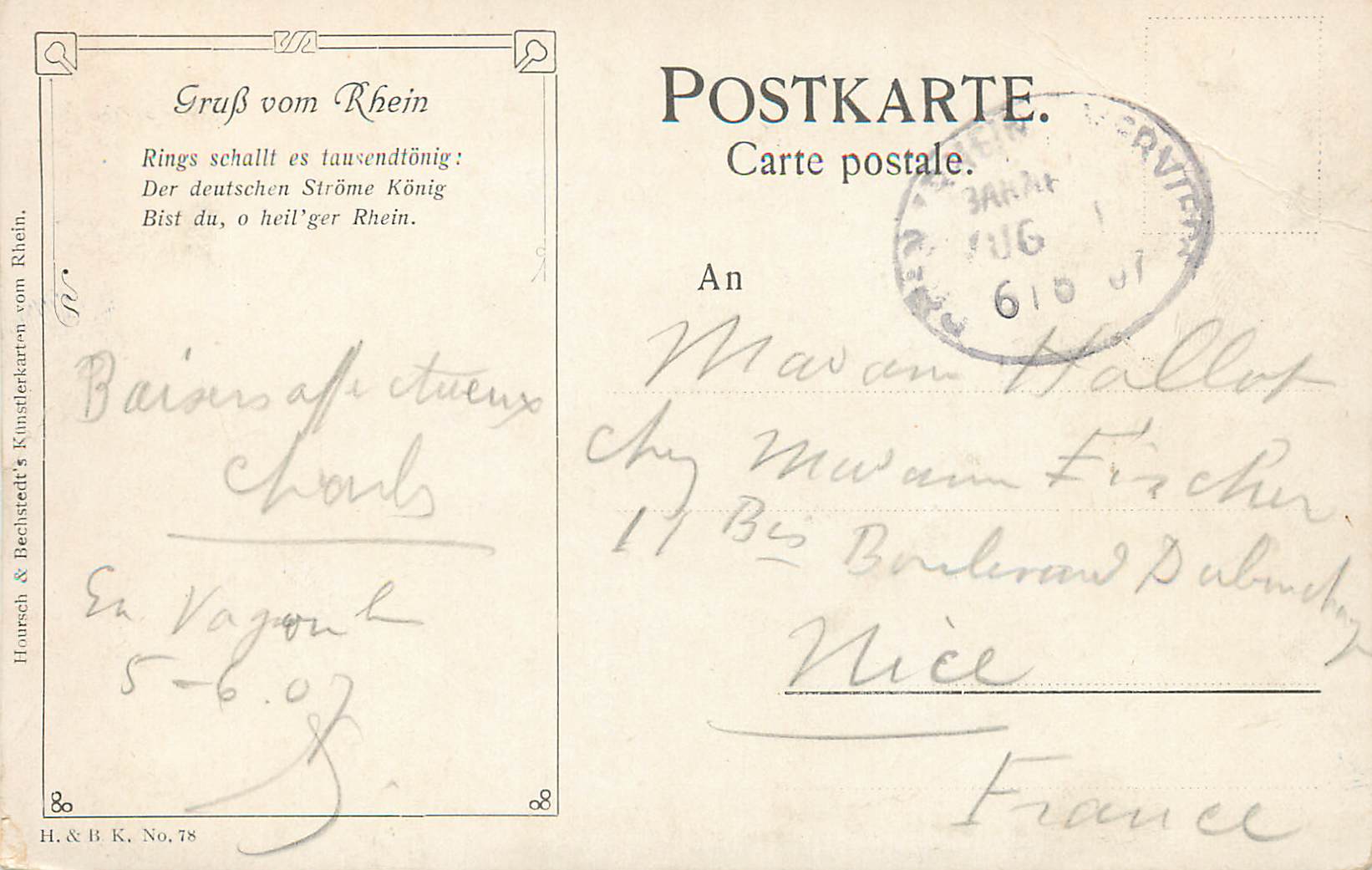 CPA Gruss vom Rhein Burg Sooneck — Rückseite