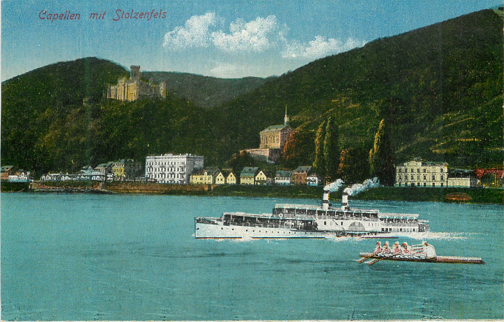 CPA Capellen mit Stolzenfels Bateau Canoe
