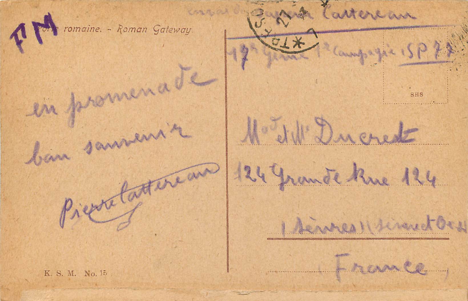 CPA Wiesbaden Romistor Porte Romaine — Rückseite