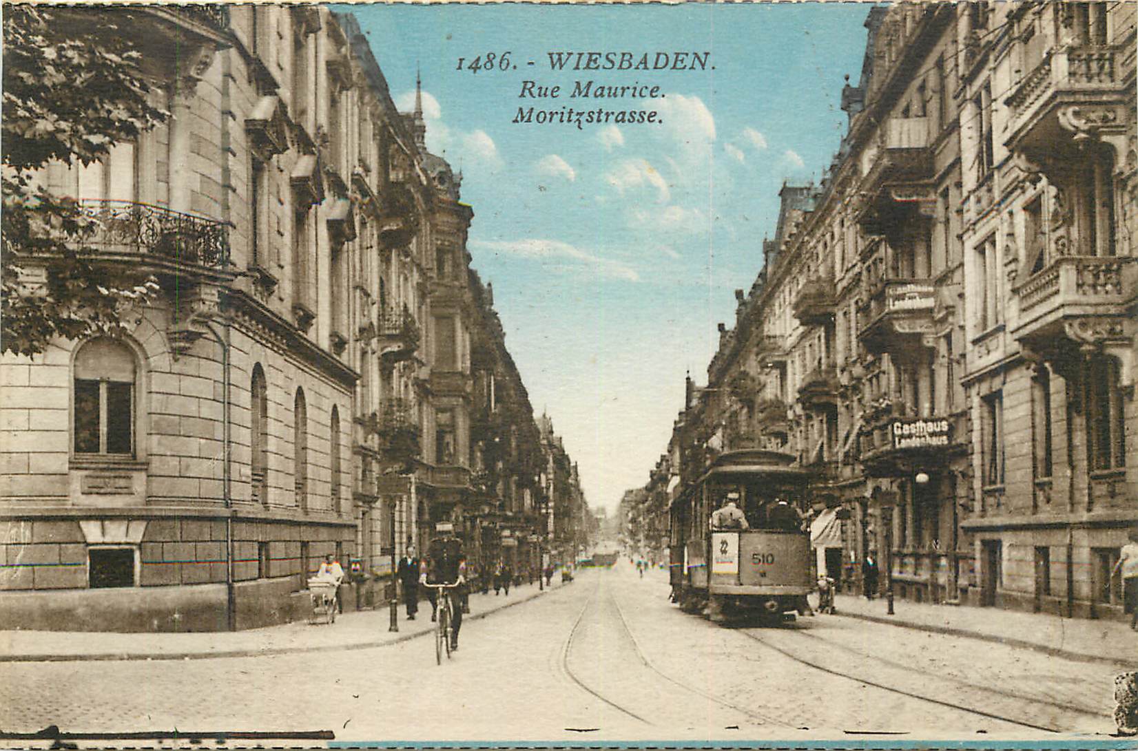 CPA Wiesbaden Rue Maurice Moritzstrasse Tramway