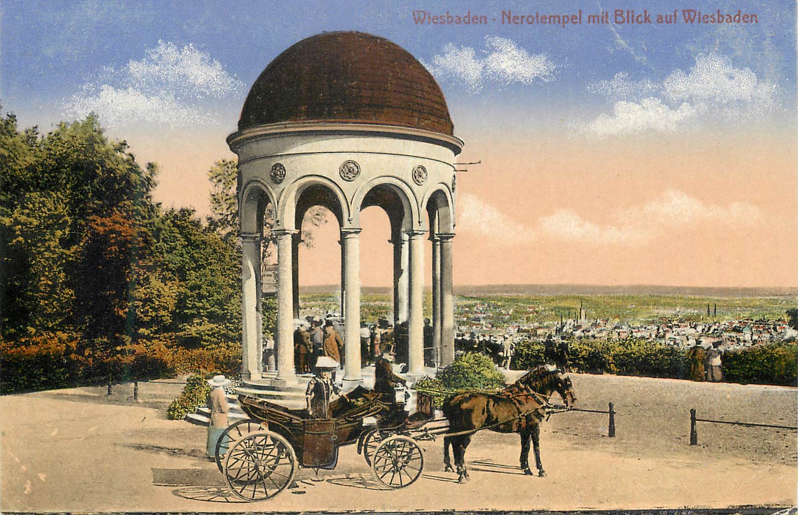CPA Wiesbaden Nerotempel mit Blick auf Wiesbaden