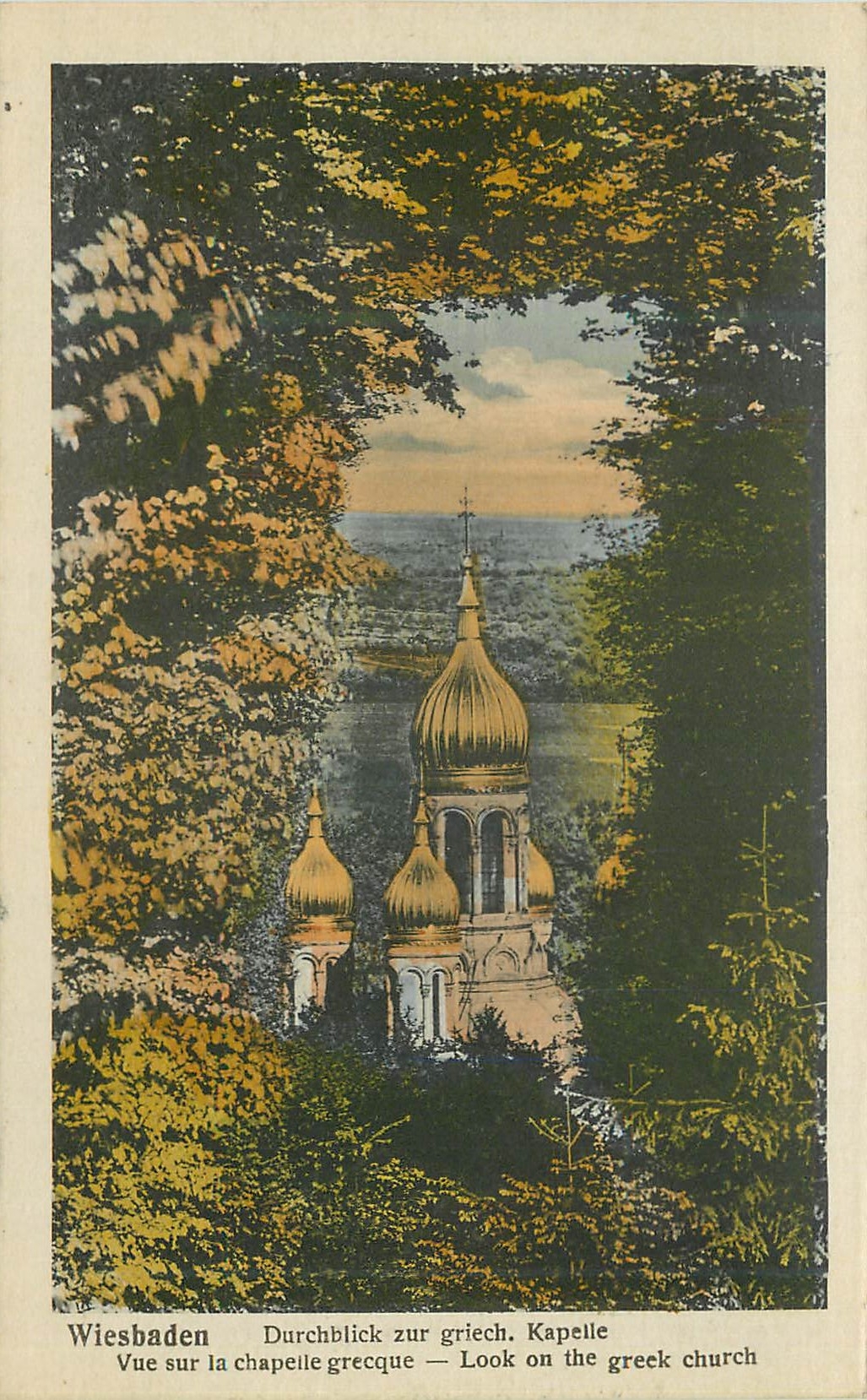 CPA Wiesbaden Vue sur la chapelle grecque