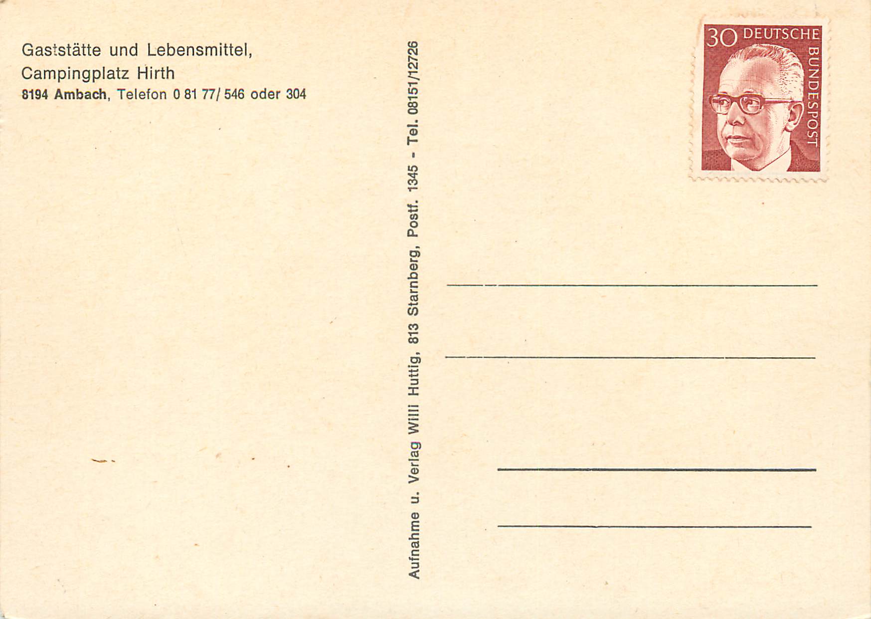 CPM Gaststatte und Lebensmittel Campingplatz Hirth Ambach — Back