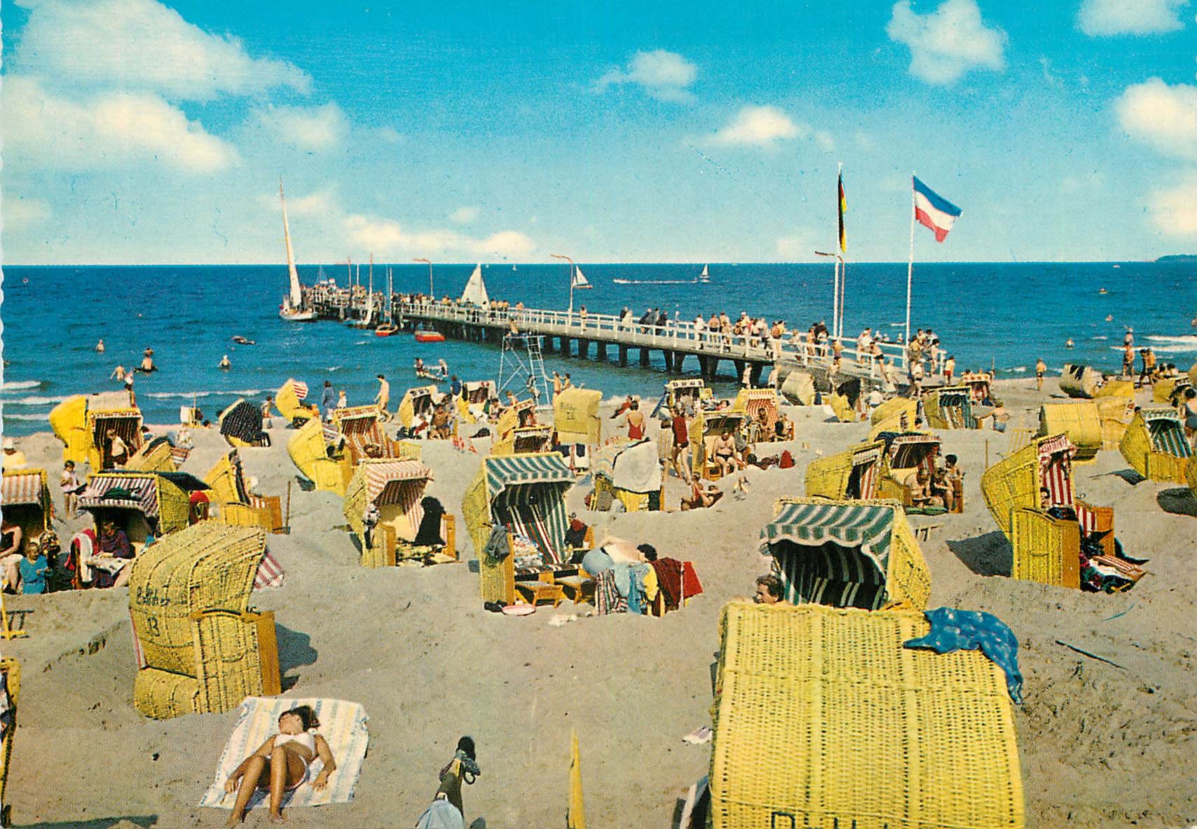 Timmendorfer Strand — plage et ponton — Verlag Richard Casen & Co. n°701/18