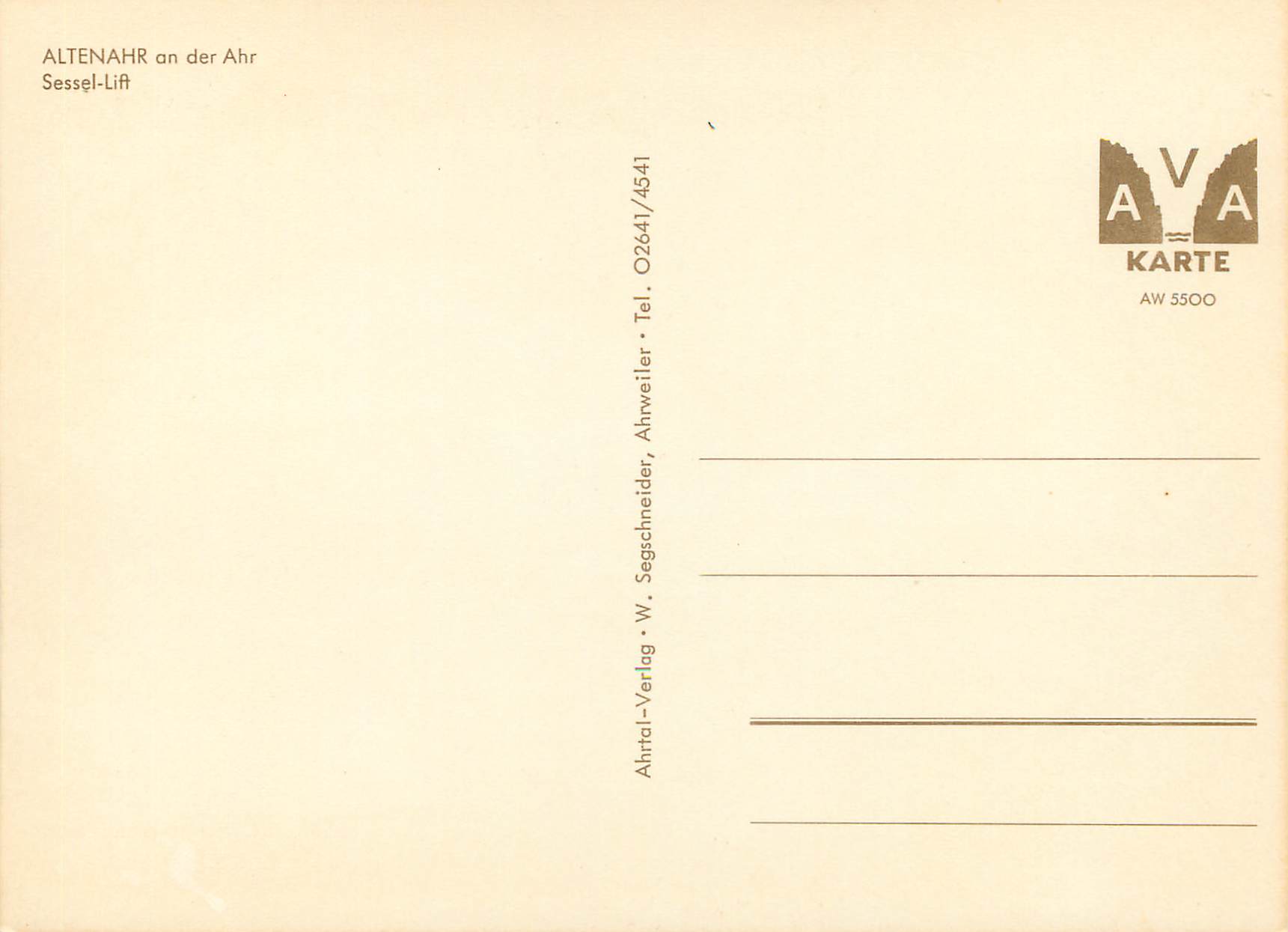 CPM Altenahr an der Ahr Sessel Lift — Verso
