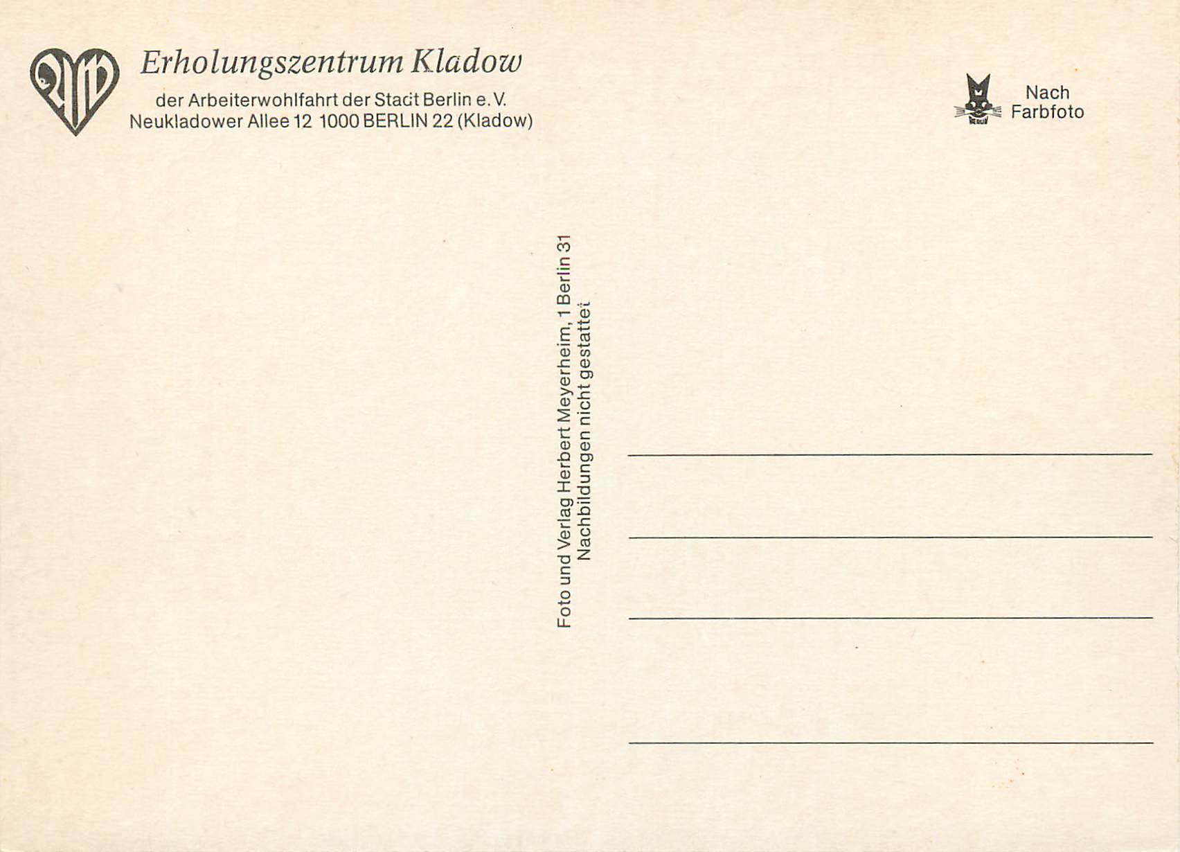CPM Erholungszentrum Kladow der Arbeiterwohlfahrt der Stadt Berlin Neukladow Allee Berlin — Back