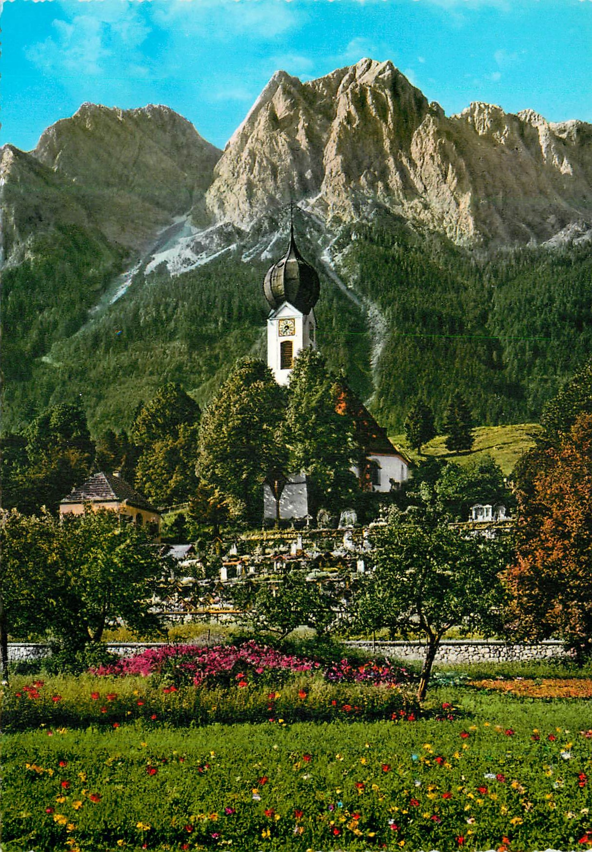 CPM Zugspitzdorf Grainau Kirche mit Grossen u Kleinen Waxenslein