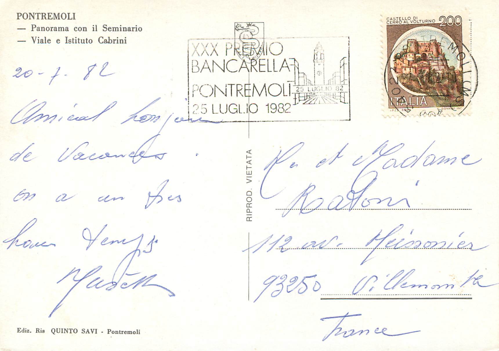 CPM Pontremoli Panorama con il Seminario — Rückseite