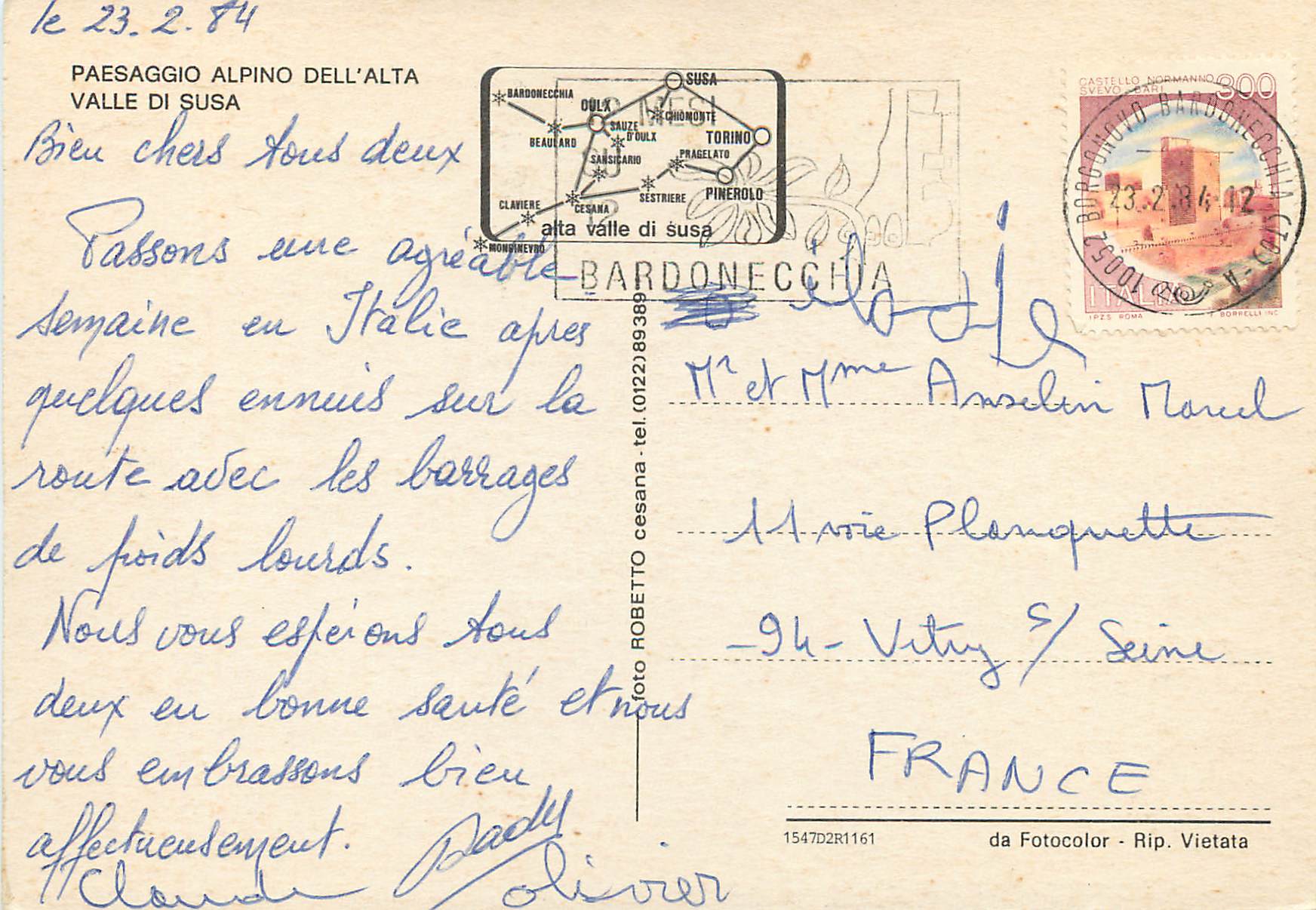 CPM Paesaggio Alpino dell Alta Valle di Susa — Rückseite