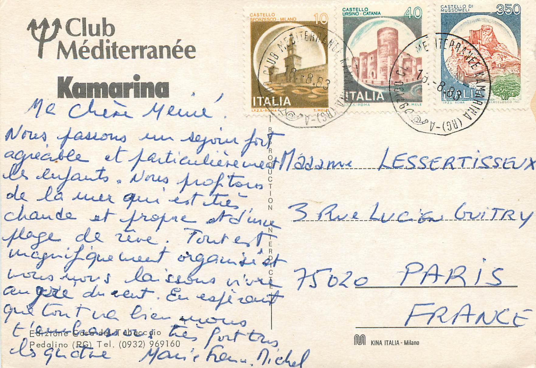 CPM Kamarina Club Mediterranee — Rückseite