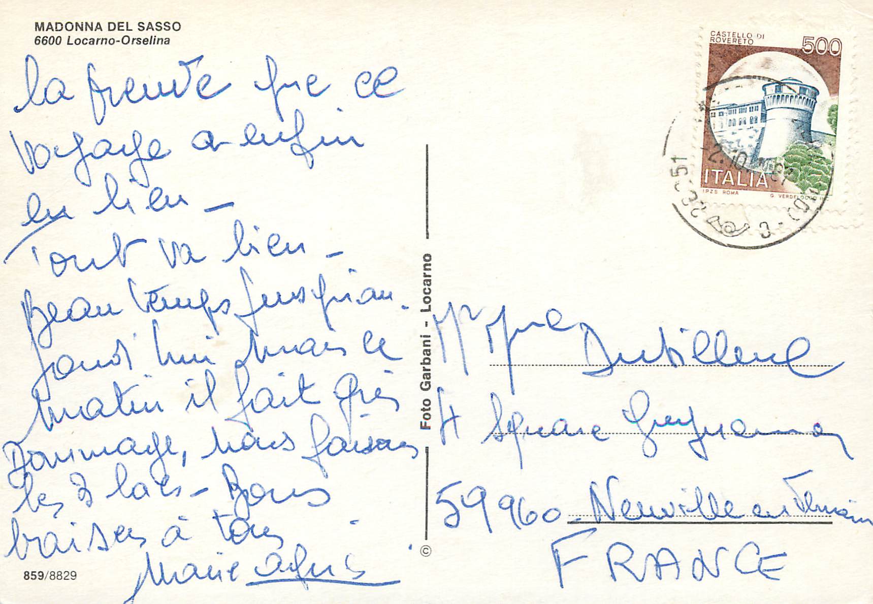 CPM Madonna del Sasso Locarno Orselina — Verso