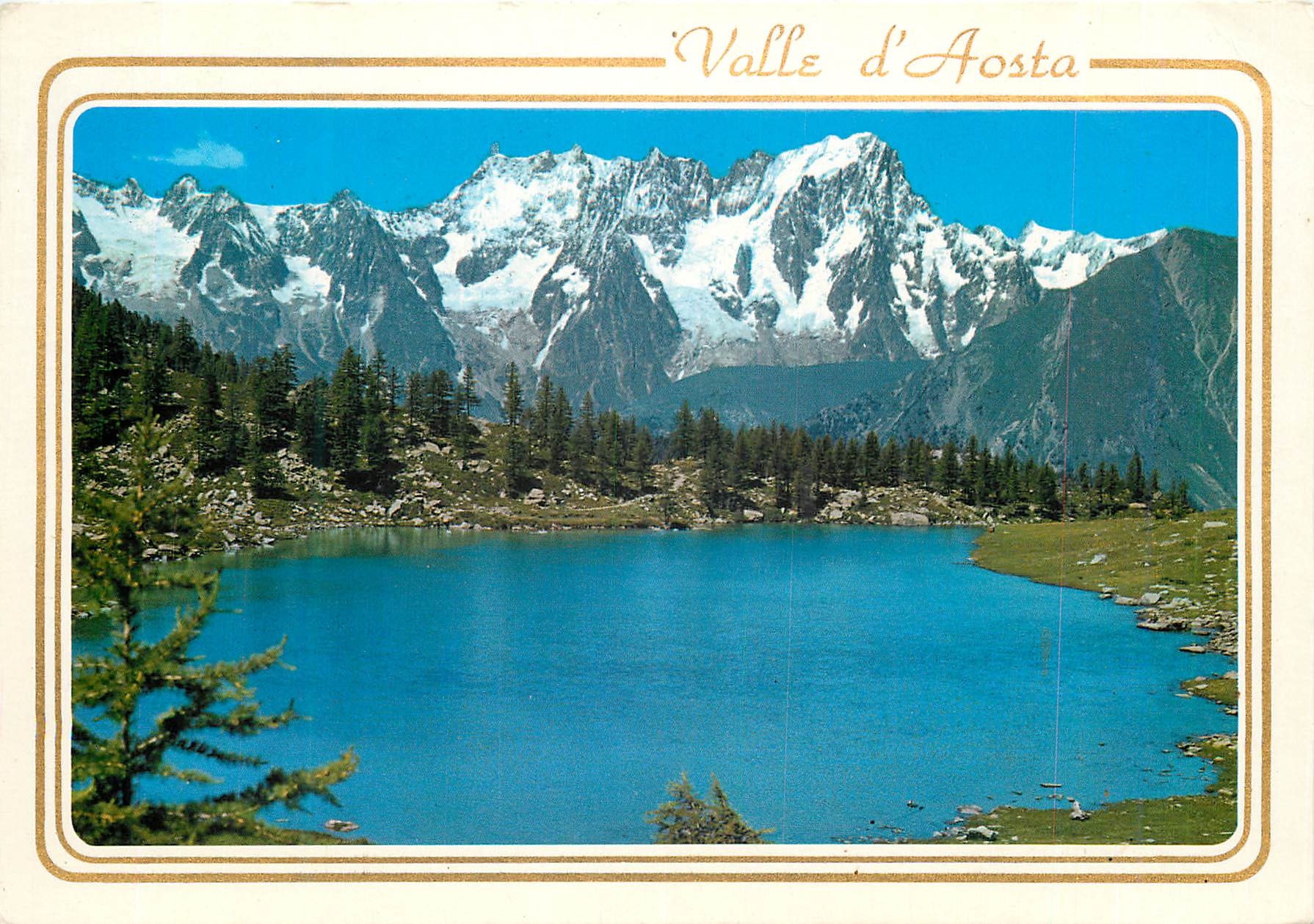 CPM Vallee D Aosta Le lac a arpy au fond la chaine du Mt Blanc