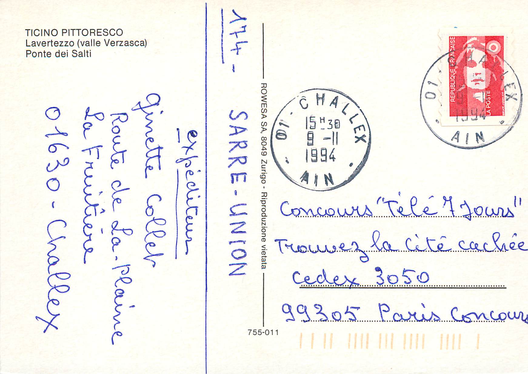 CPM Ticino Pittoresque Lavertezzo valle Verzasca Ponye del Saiti — Verso