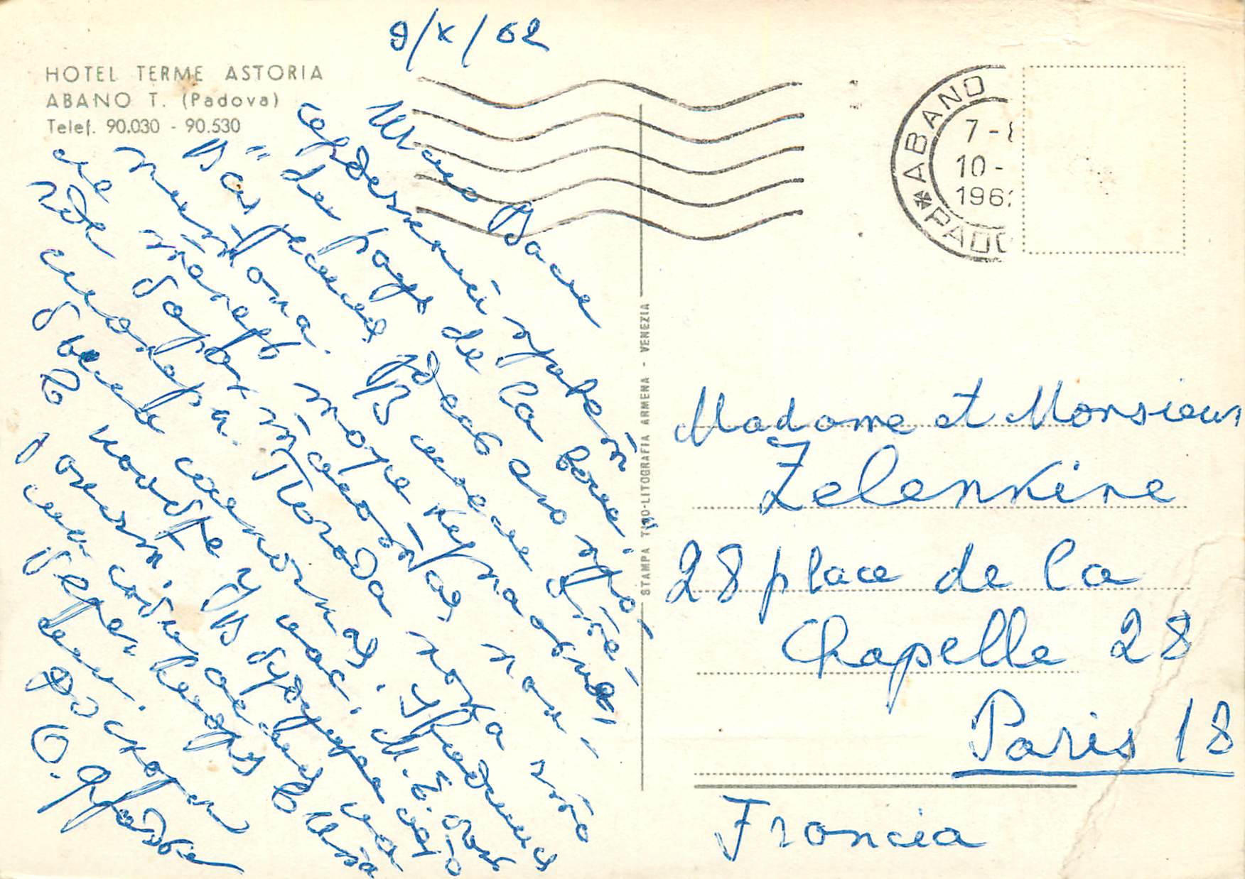 CPM Hotel Terme Astoria Pedoya — Rückseite