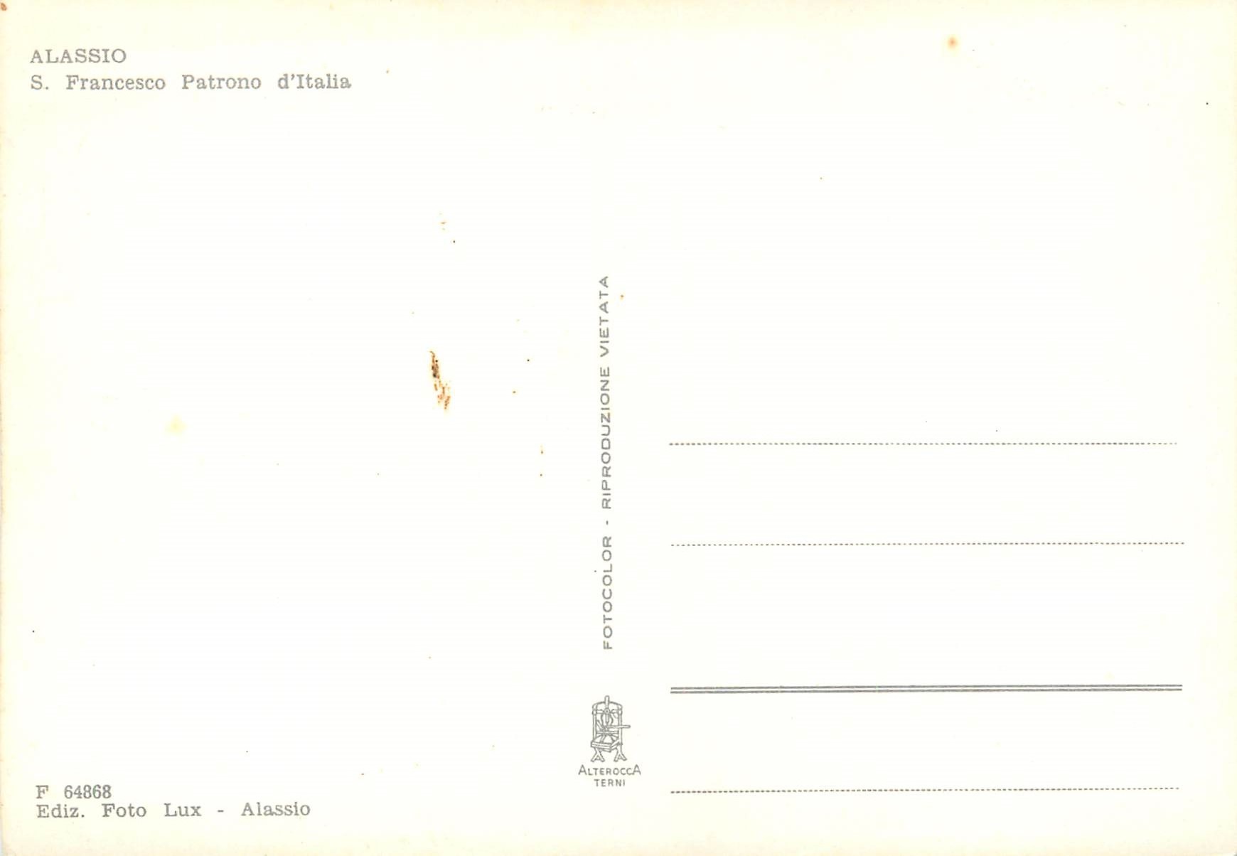 CPM Alassio S Francesco Patrono d Italia — Back