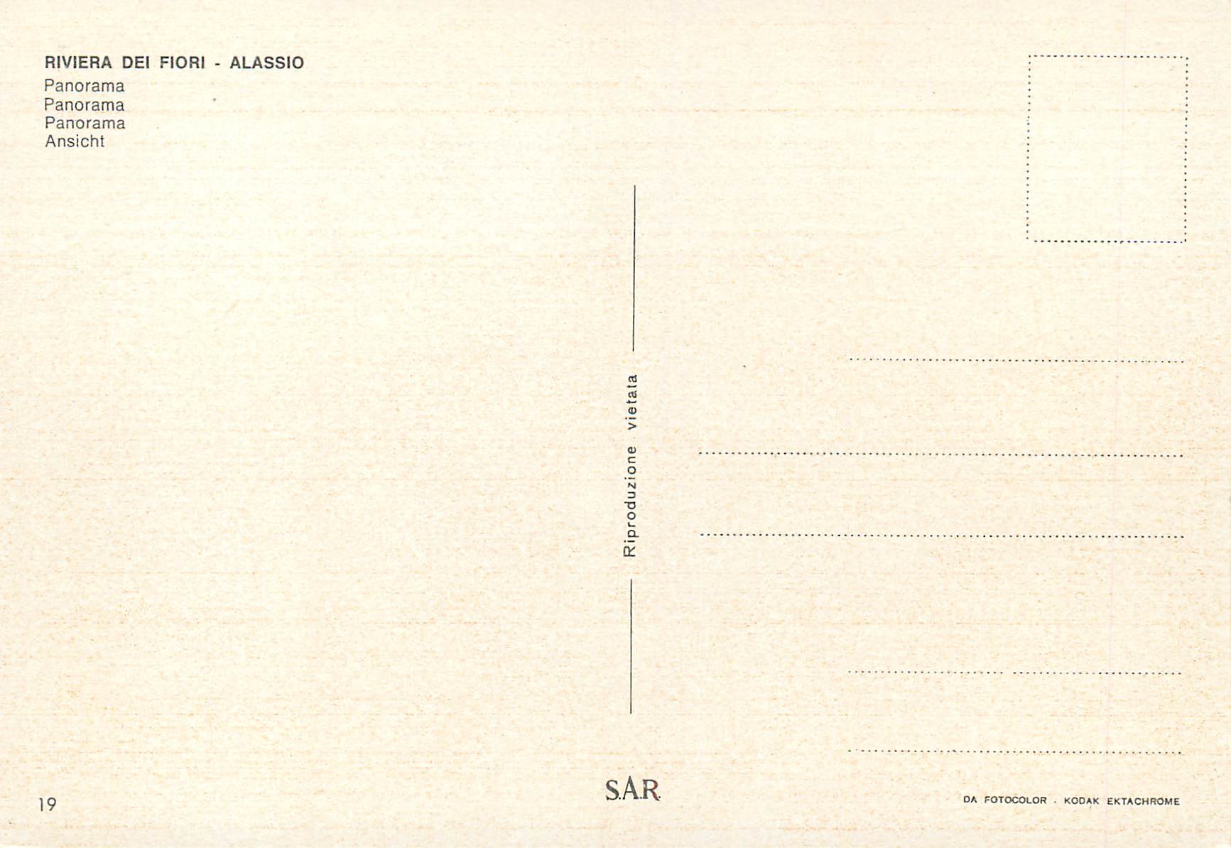 CPM Riviera dei Flori Alassio Panorama — Back