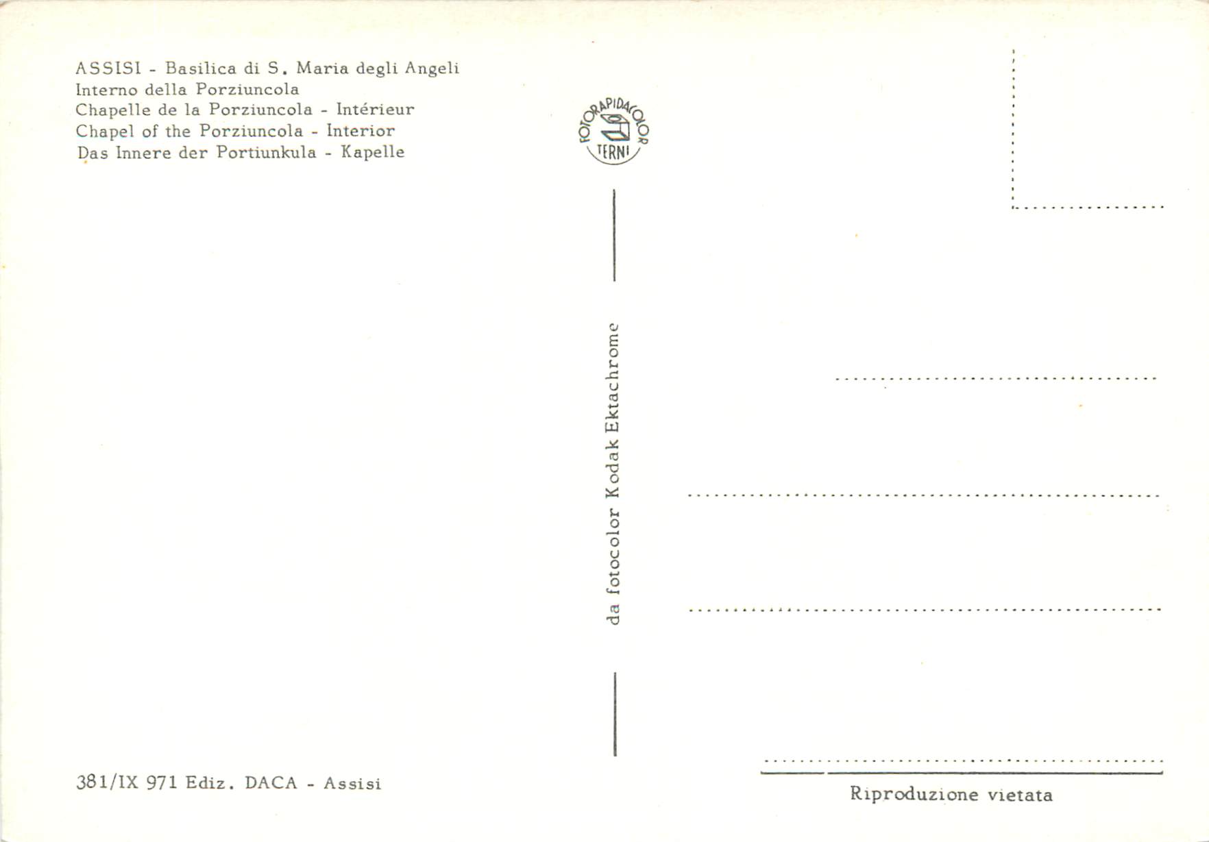 CPM Assisi Basilica di S Maria degli Angeli Interno della Porziuncola — Rückseite