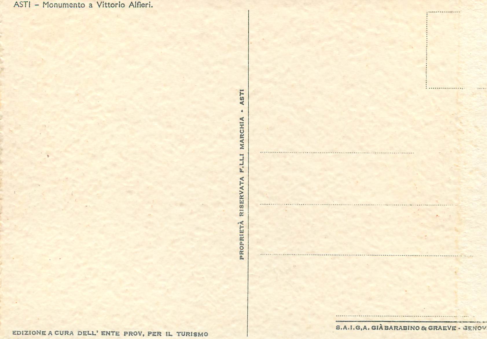 CPM Asti Monumento a Vittorio Alfleri — Rückseite