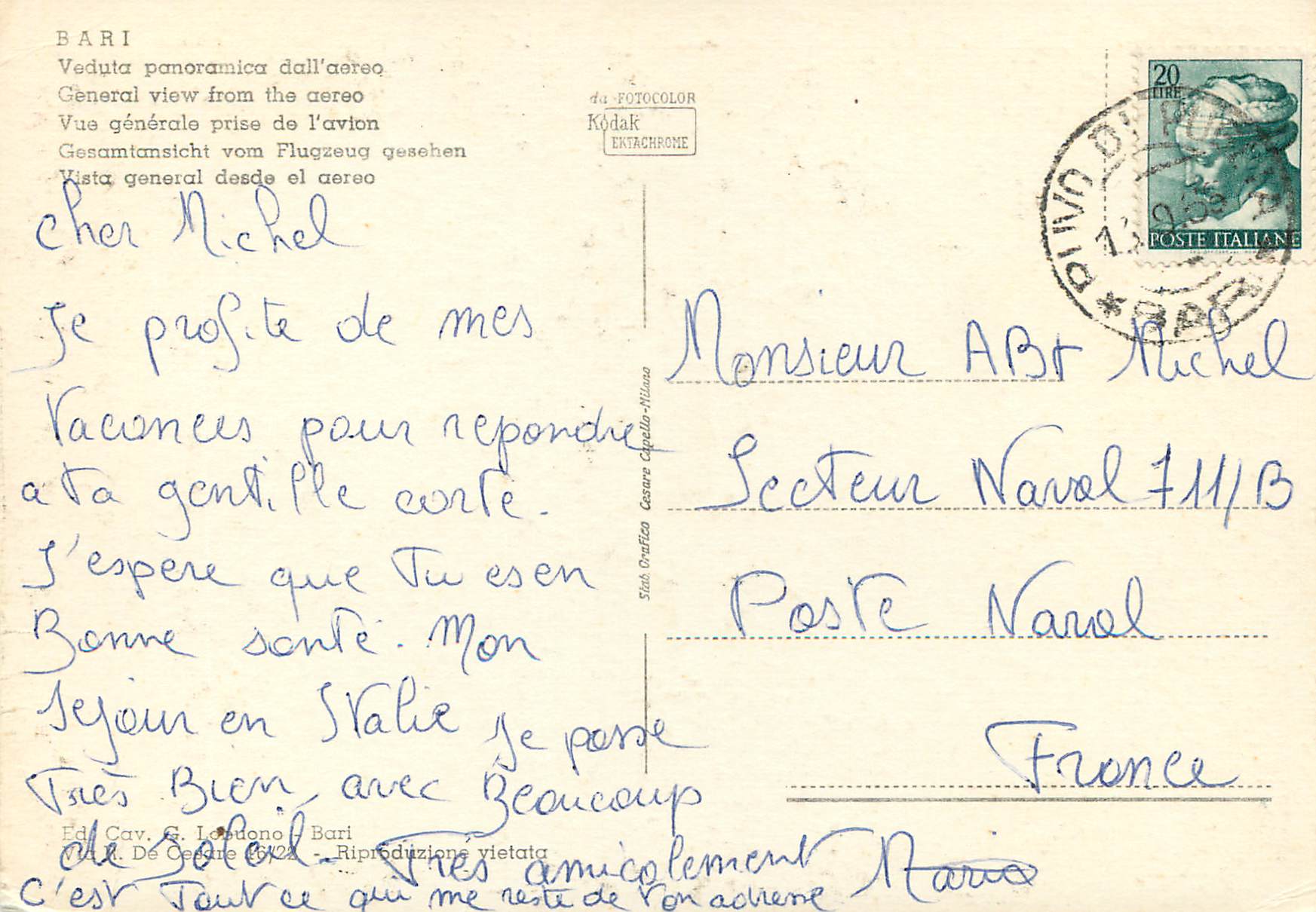 CPM Bari Vue generale prise de l avion — Rückseite