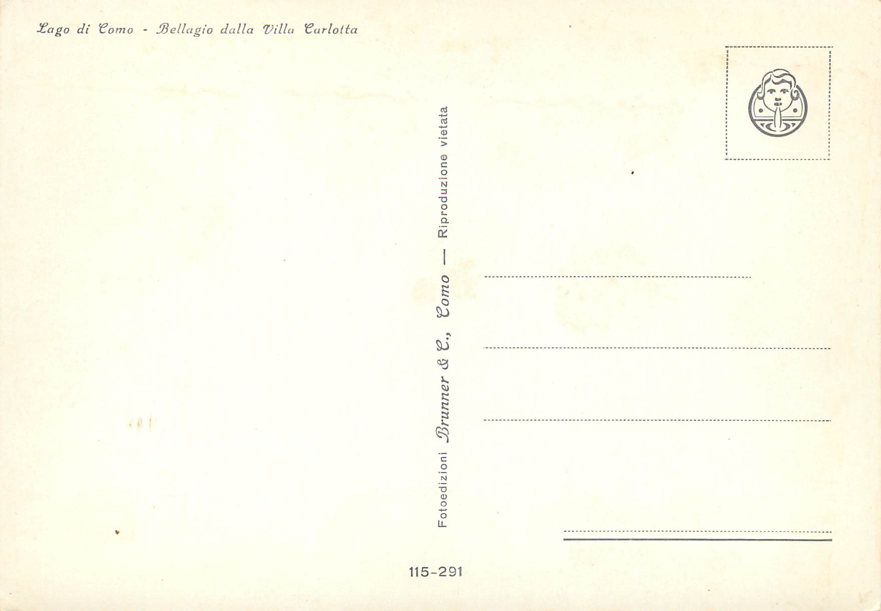 CPM Lago di Como Bellagio della Villa Carlotta — Rückseite