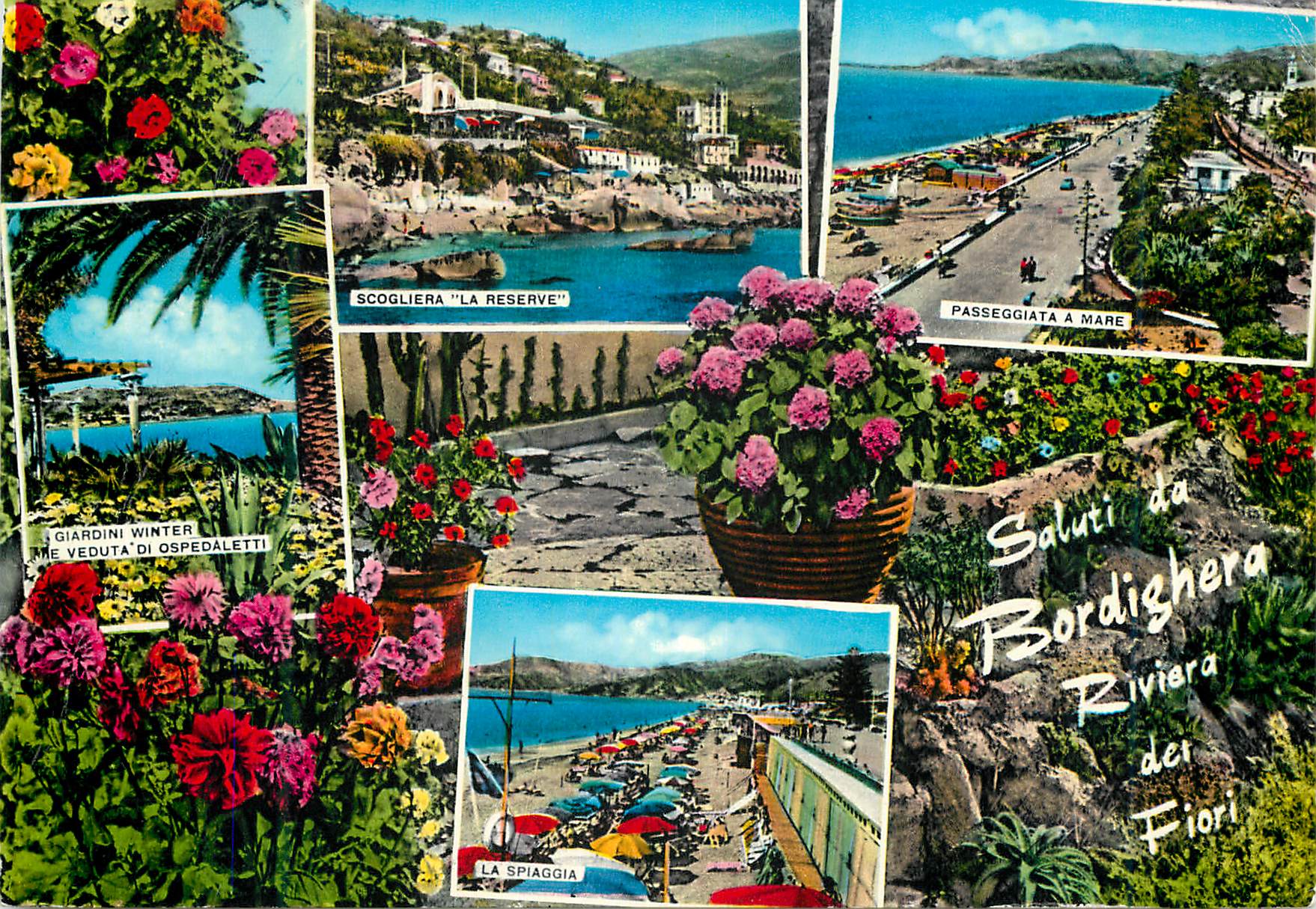 CPM Riviera dei Flori Grusse aus Bordighera
