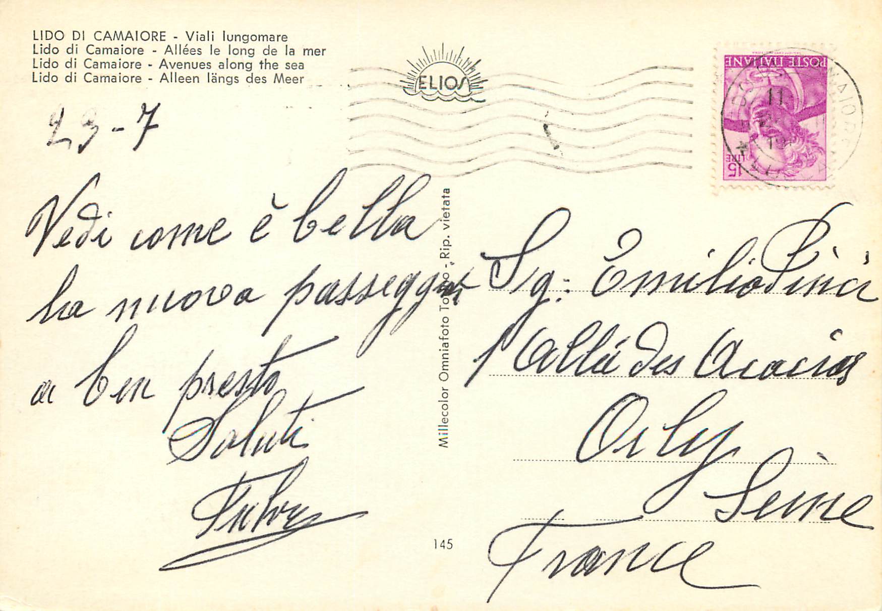CPM Lido di Camaiore Viali lungomare — Rückseite