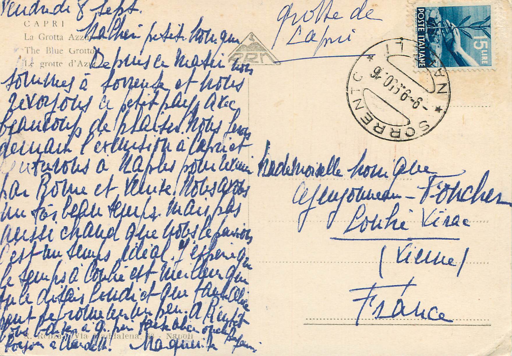 CPM Capri La Grotte de Azure — Verso