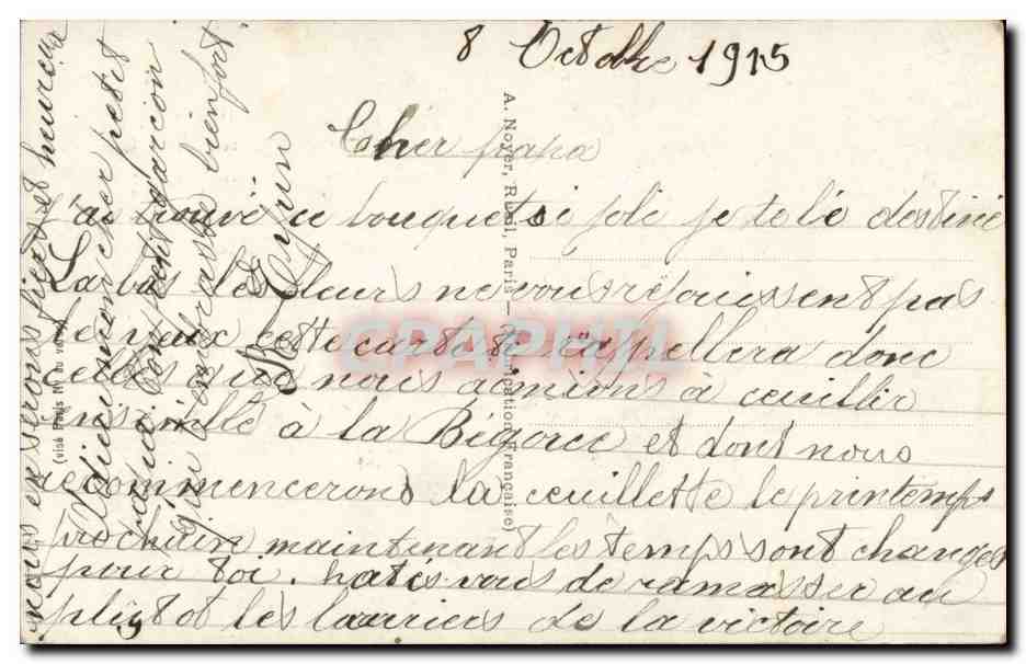 CPA Fantaisie A notre cher absent Fleurs — Rückseite