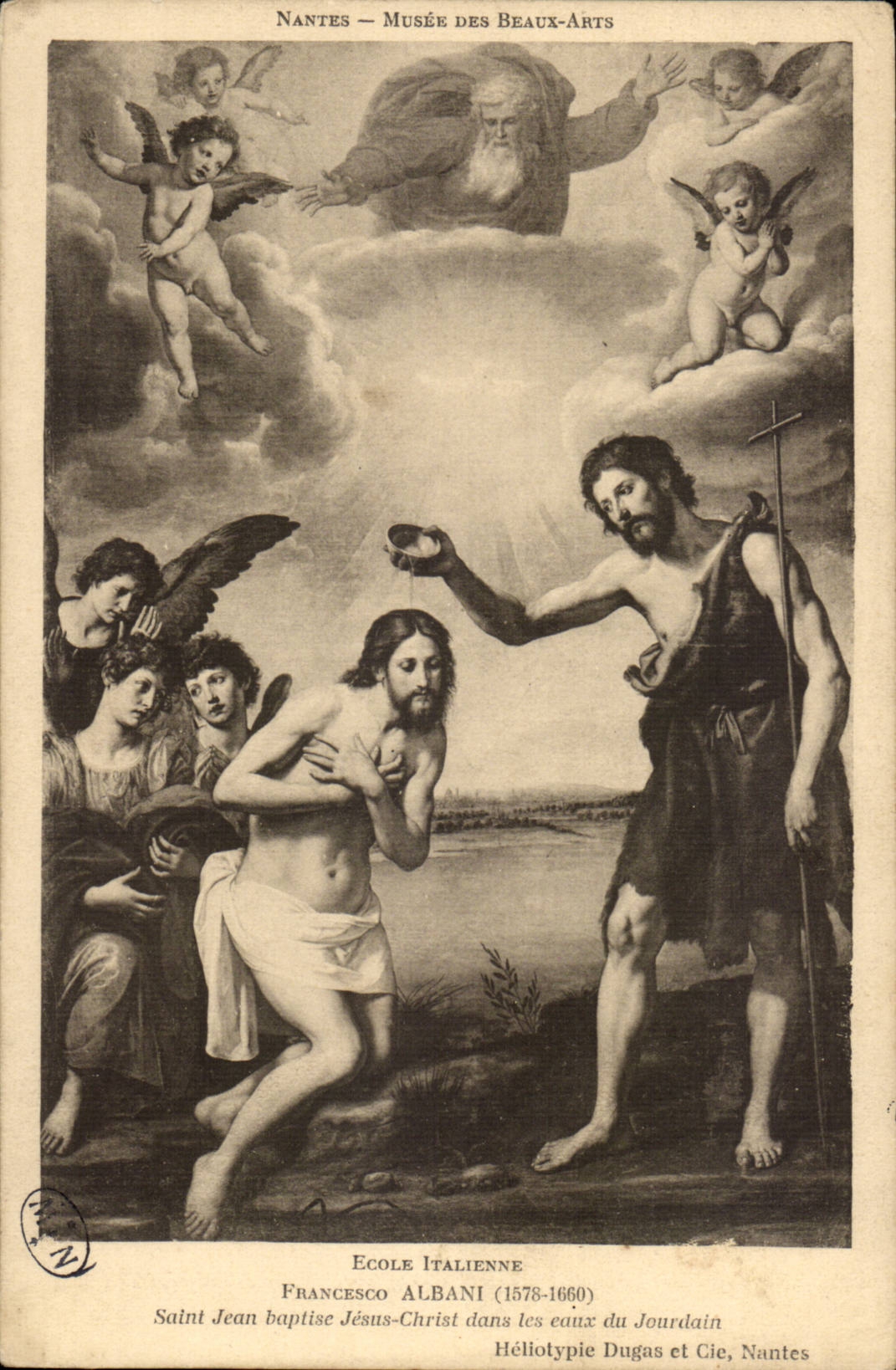 Nantes Musee Beaux Arts CPA Ecole italienne Francesco Albani Saint Jean baptise Jesus Christ dans les eaux du Jourdain