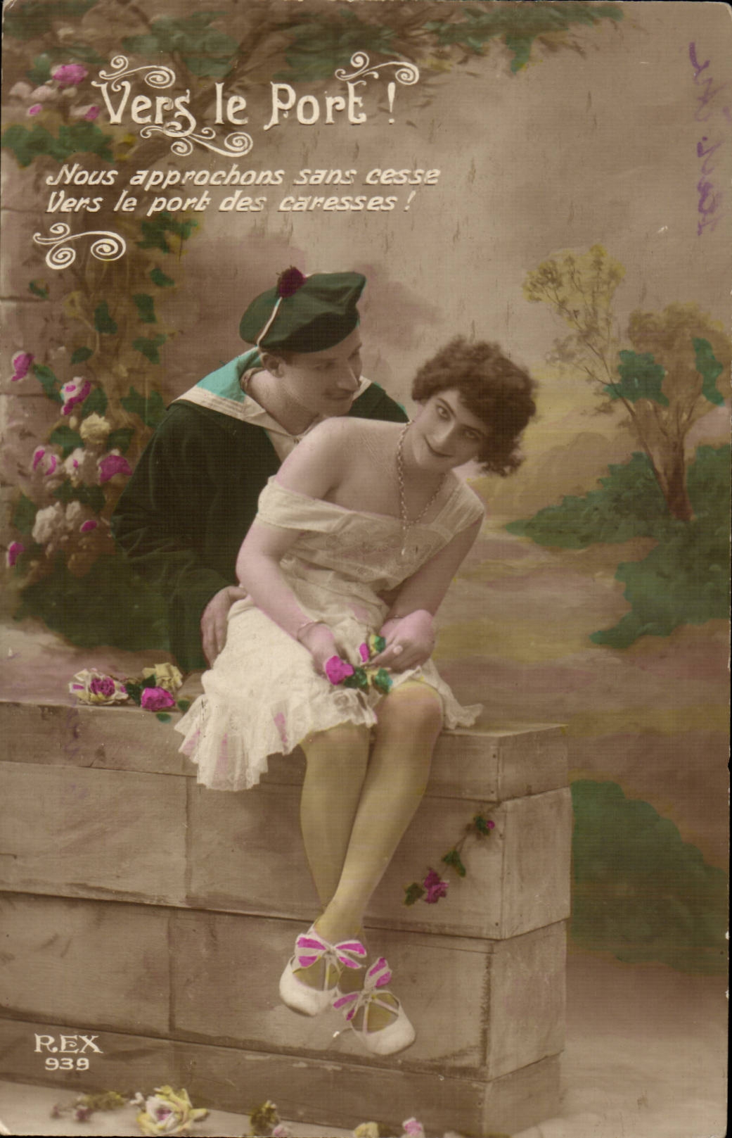 Par de enamorados — escena romántica — REX 939