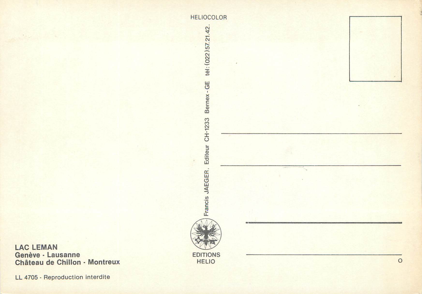 CPM Lac Leman Geneve Lausanne chateau de chillon Montreux — Back