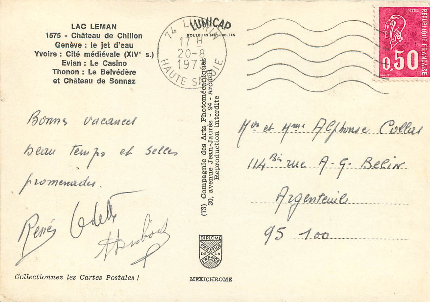 CPM Lac Leman chateau de chillon geneve le jet d'eau yvoire cite mediavale XIVe s — Back