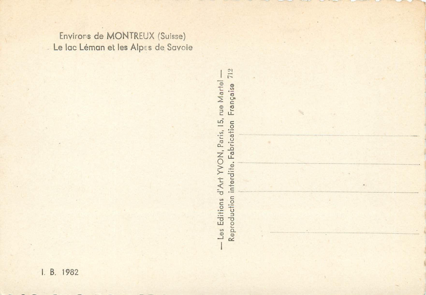 CPM Environs de Montreux (Suisse) le lac Leman et les alpes de Savoie — Rückseite