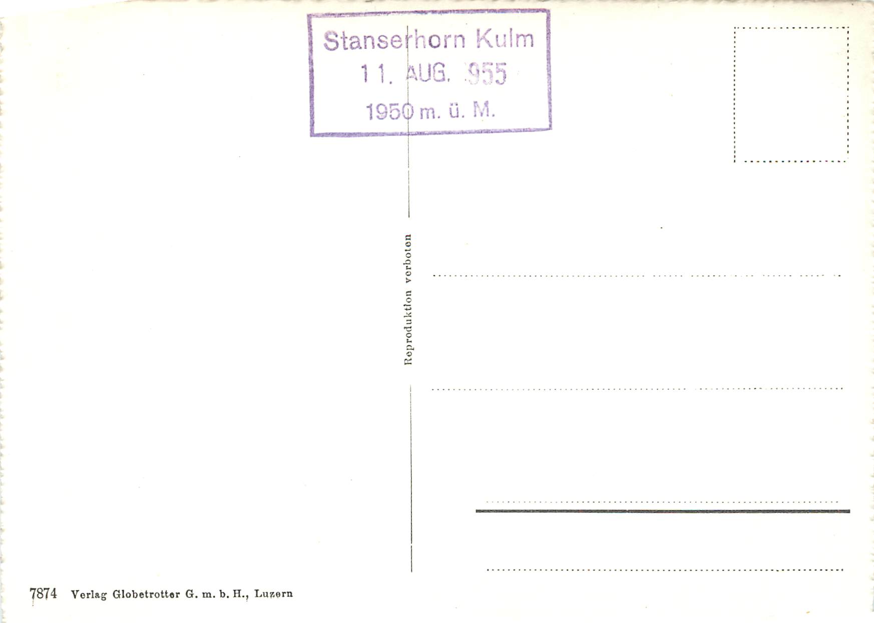 CPM Stanserhorn kulm 1900 m m u M die Berneralpen — Rückseite