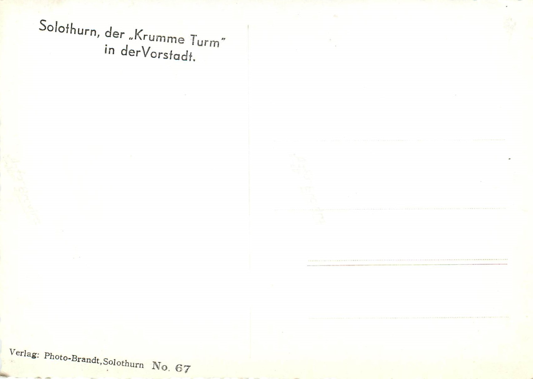 CPM Solothurn der Krumme turn in der Vorstadt — Rückseite